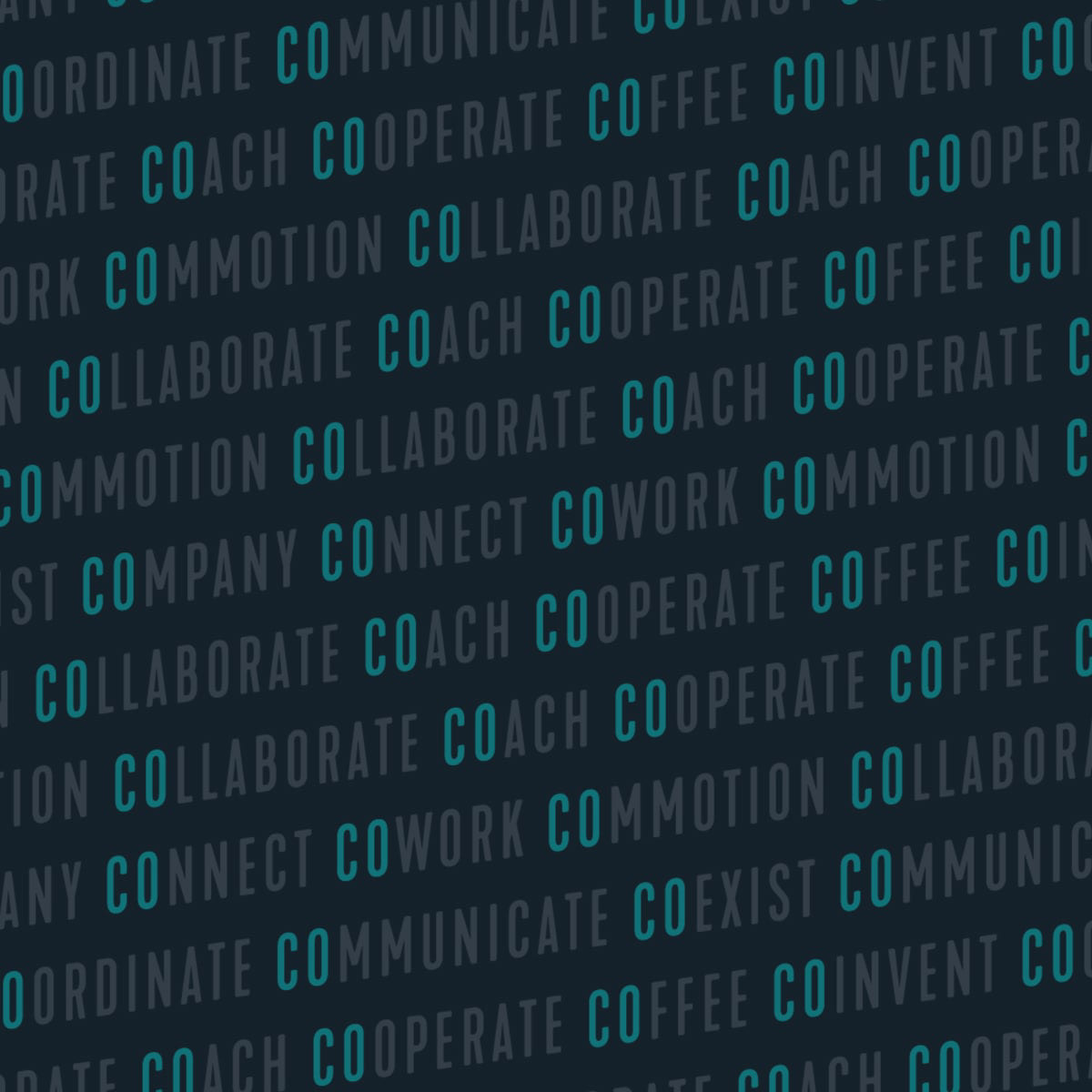 A pattern made up of words all starting with the prefix "co"