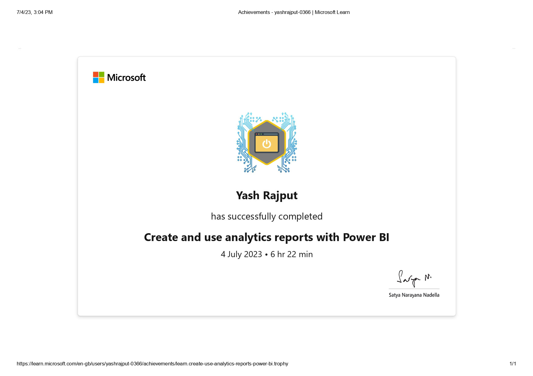6 hours course on creation and study of Power BI reports