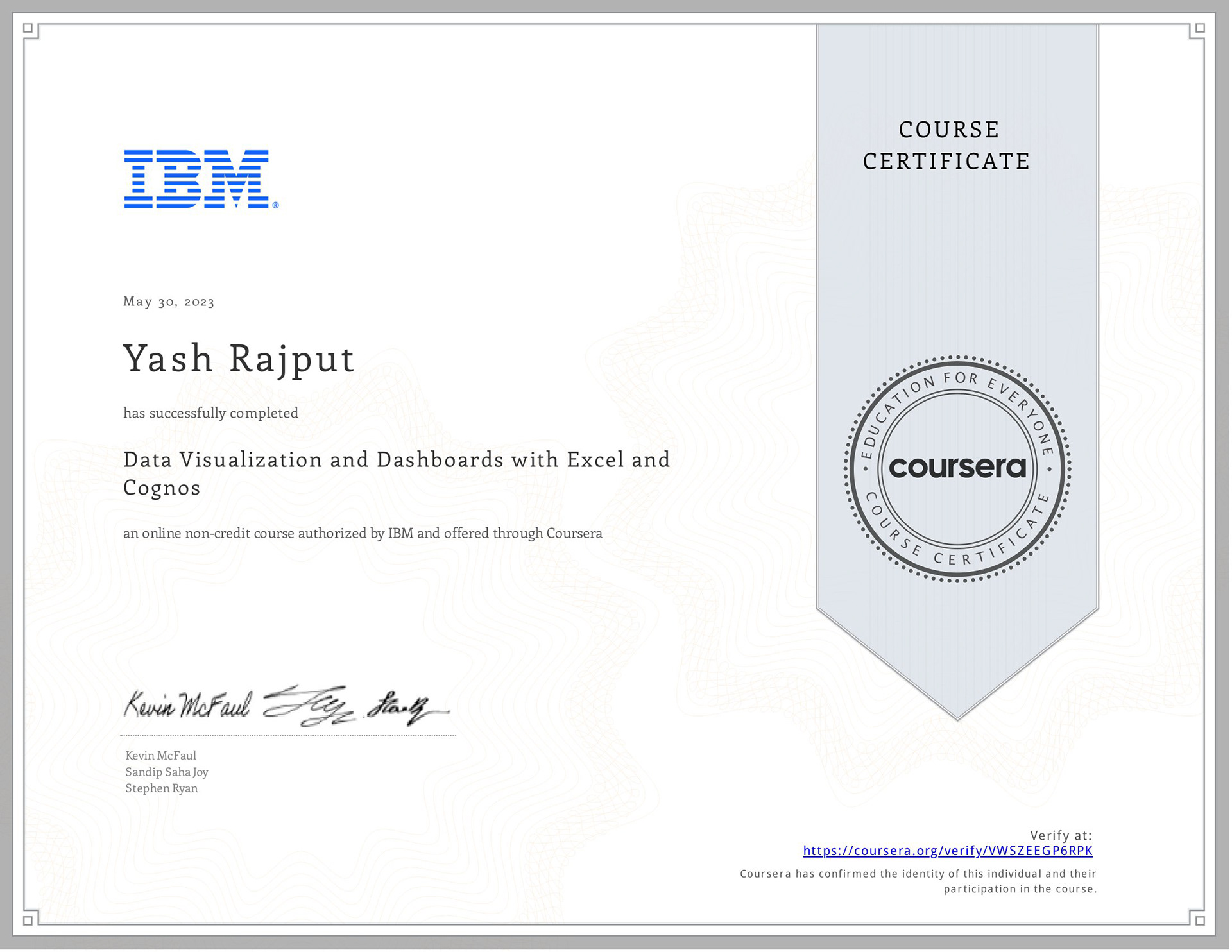 Data Visualizations and Dashboards with Excel and Cognos