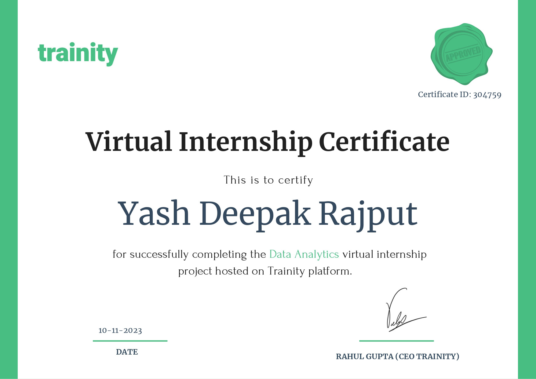 Virtual Internship Certificate