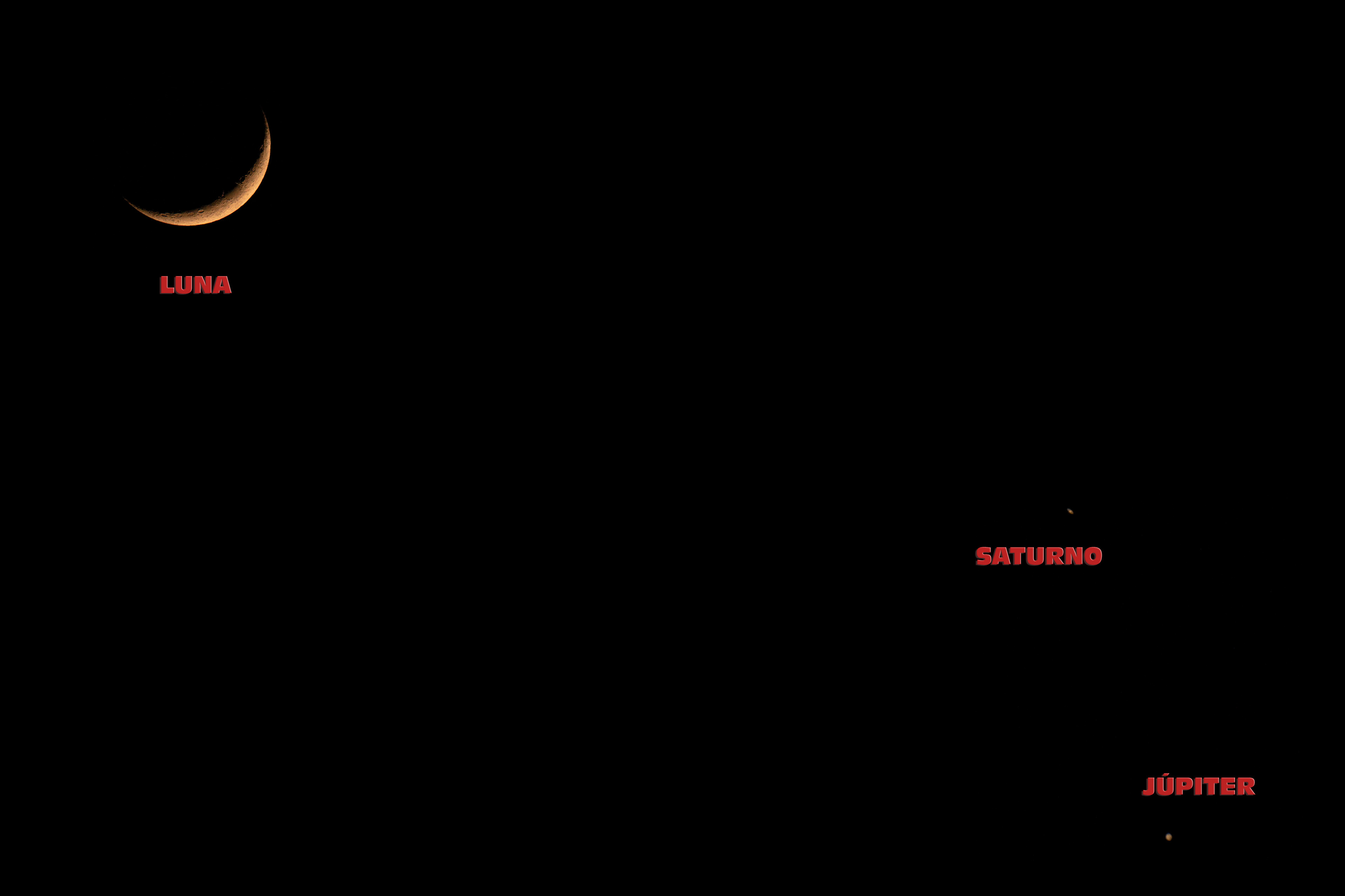 Conjunción Luna, Saturno y Júpiter