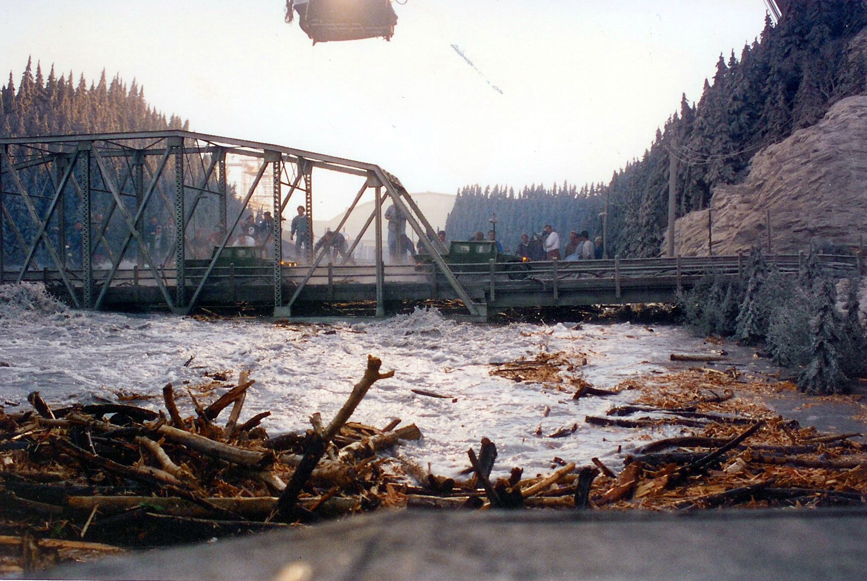 Dante's Peak 1/4 scale trestle bridge and river.