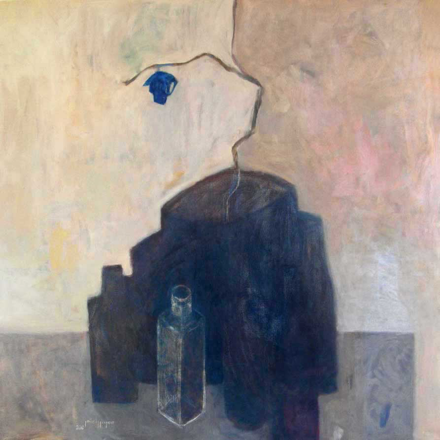 a bottle and few talks (4) mixed media on canvas  100 x 100 cm  2011