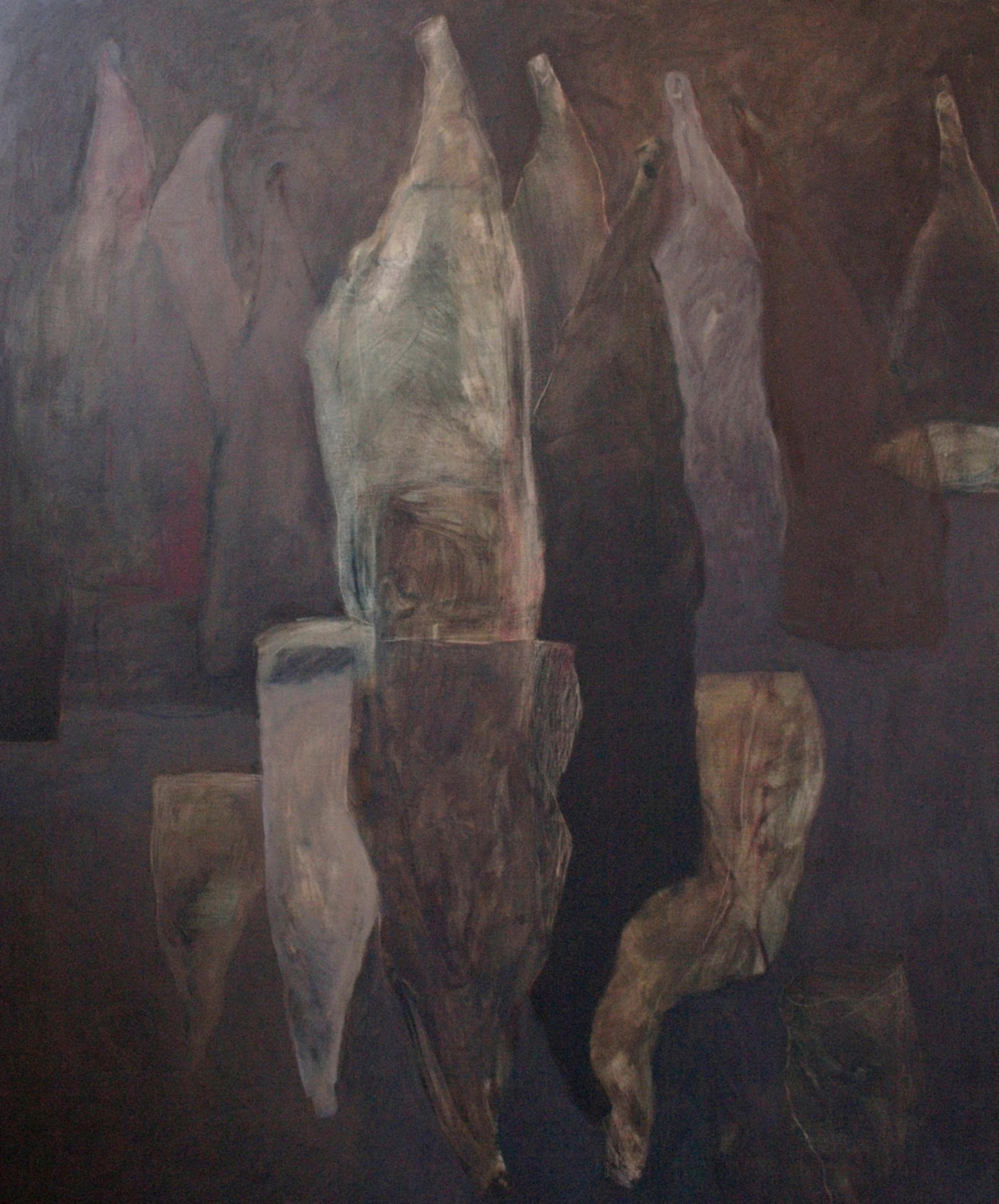 a bottle and few talks (8) mixed media on canvas  125 x 100 cm  2011