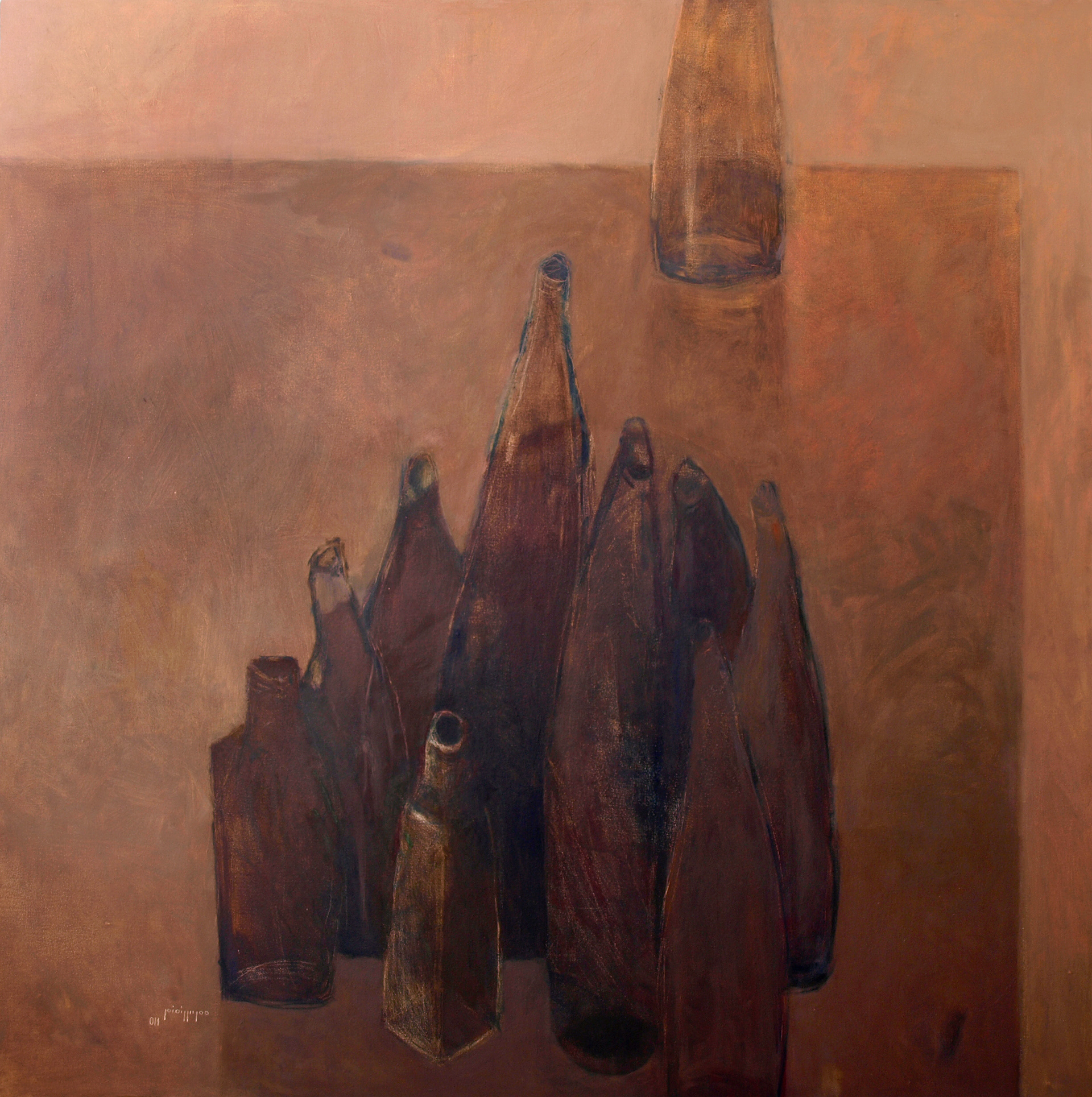 a bottle and few talks (3) mixed media on canvas  100 x 100 cm  2011