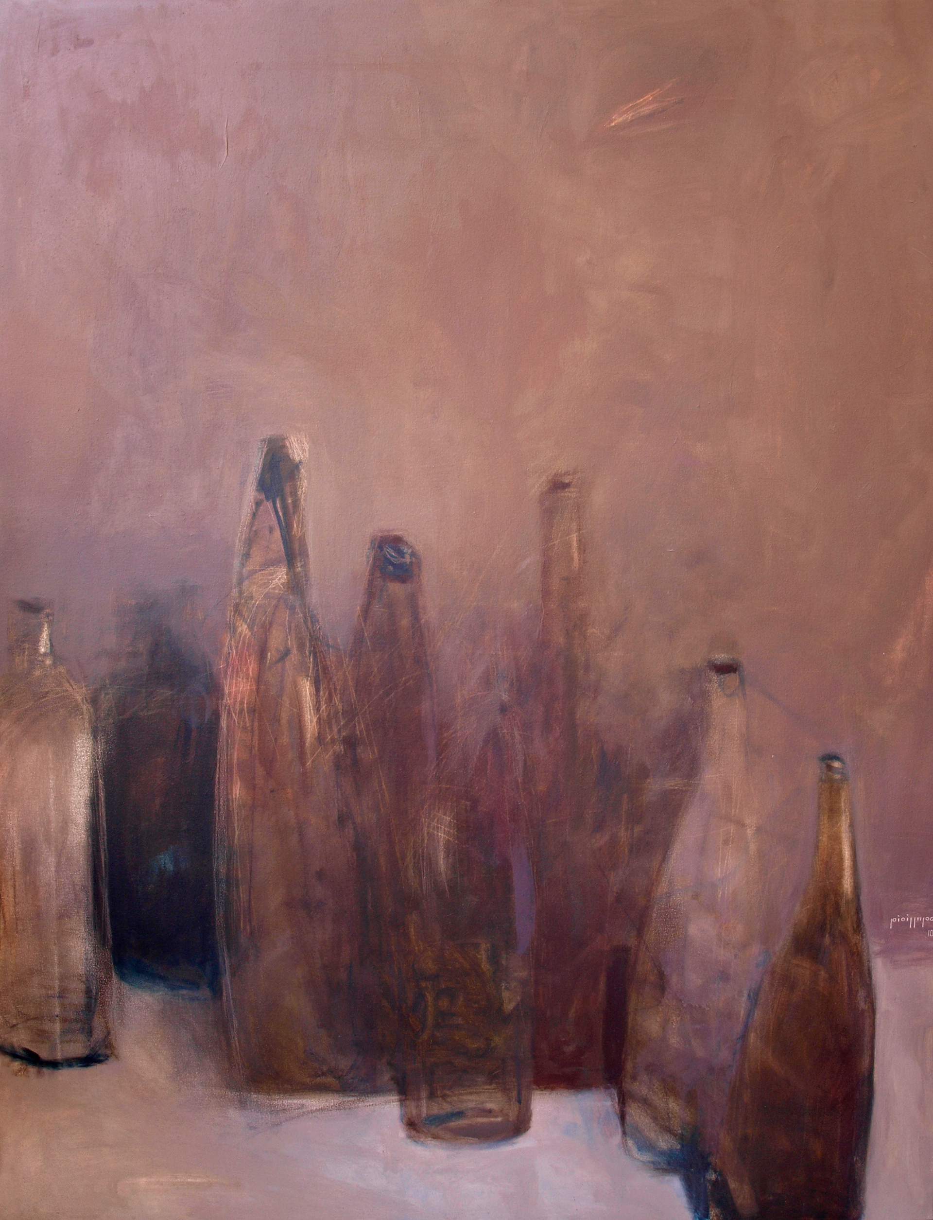 a bottle and few talks (1) mixed media on canvas  130 x 100 cm  2011