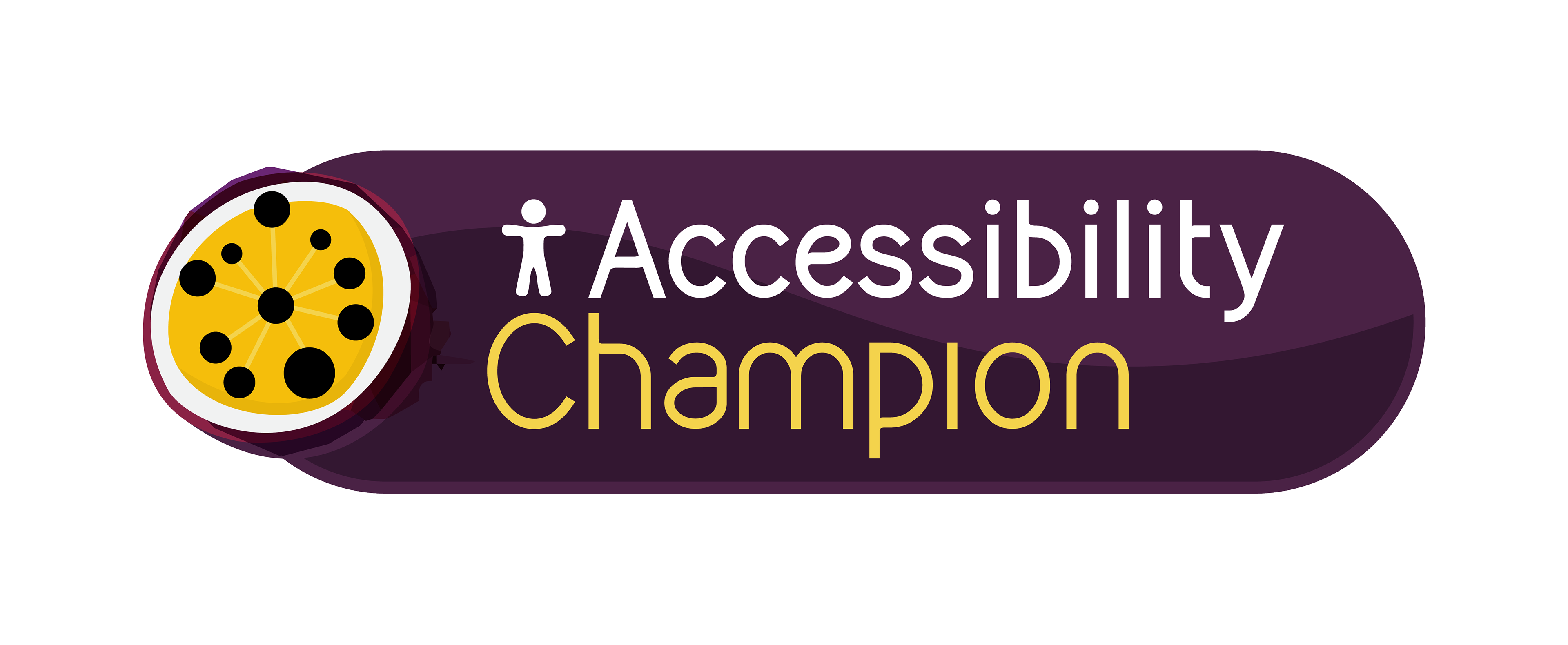 A digital badge from Passion 4 Social which says 'Accessibility Champion'