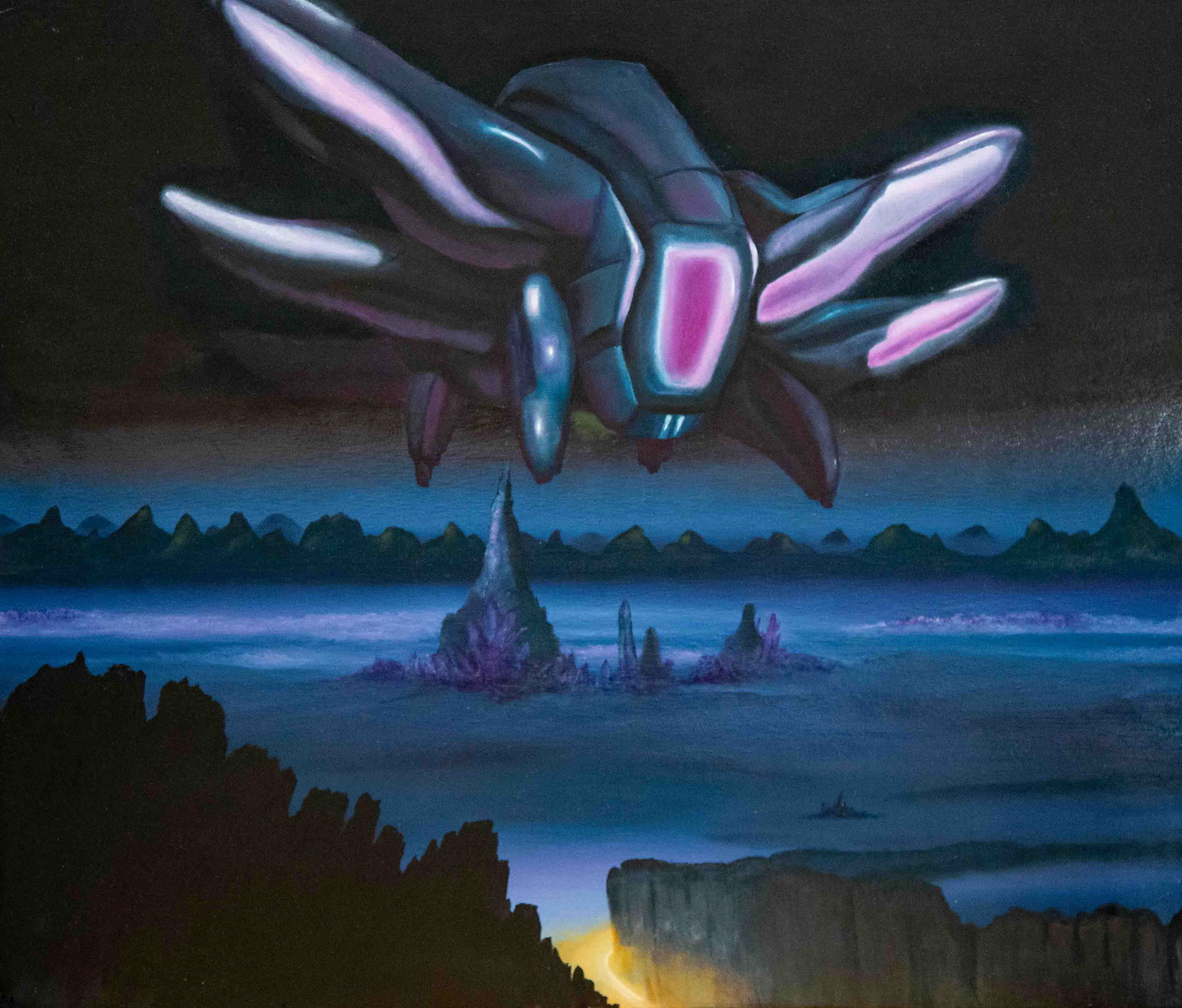 "Crystal Planet" 2025 Oil on wood