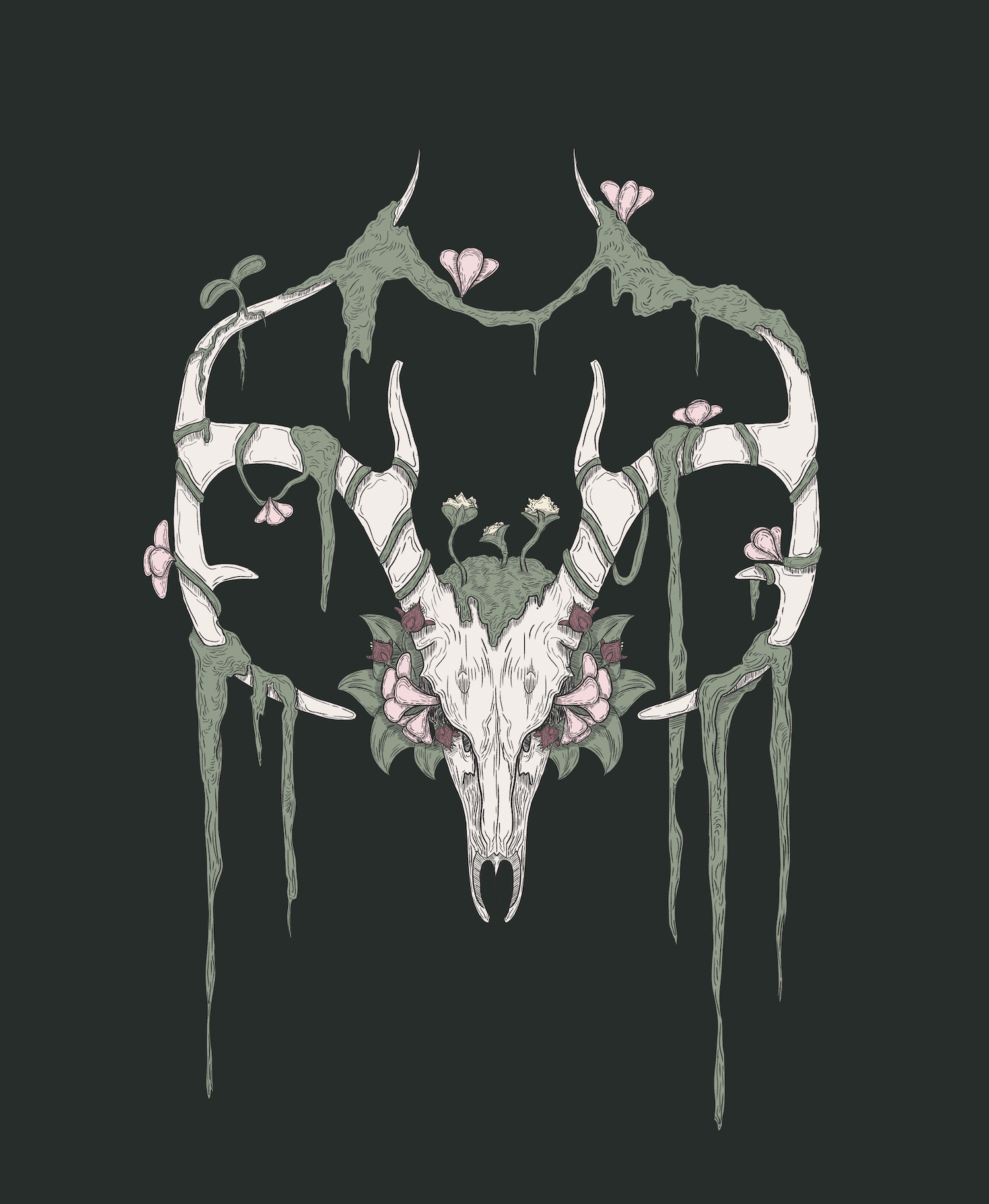Flowered Deer Skull - Apron Design