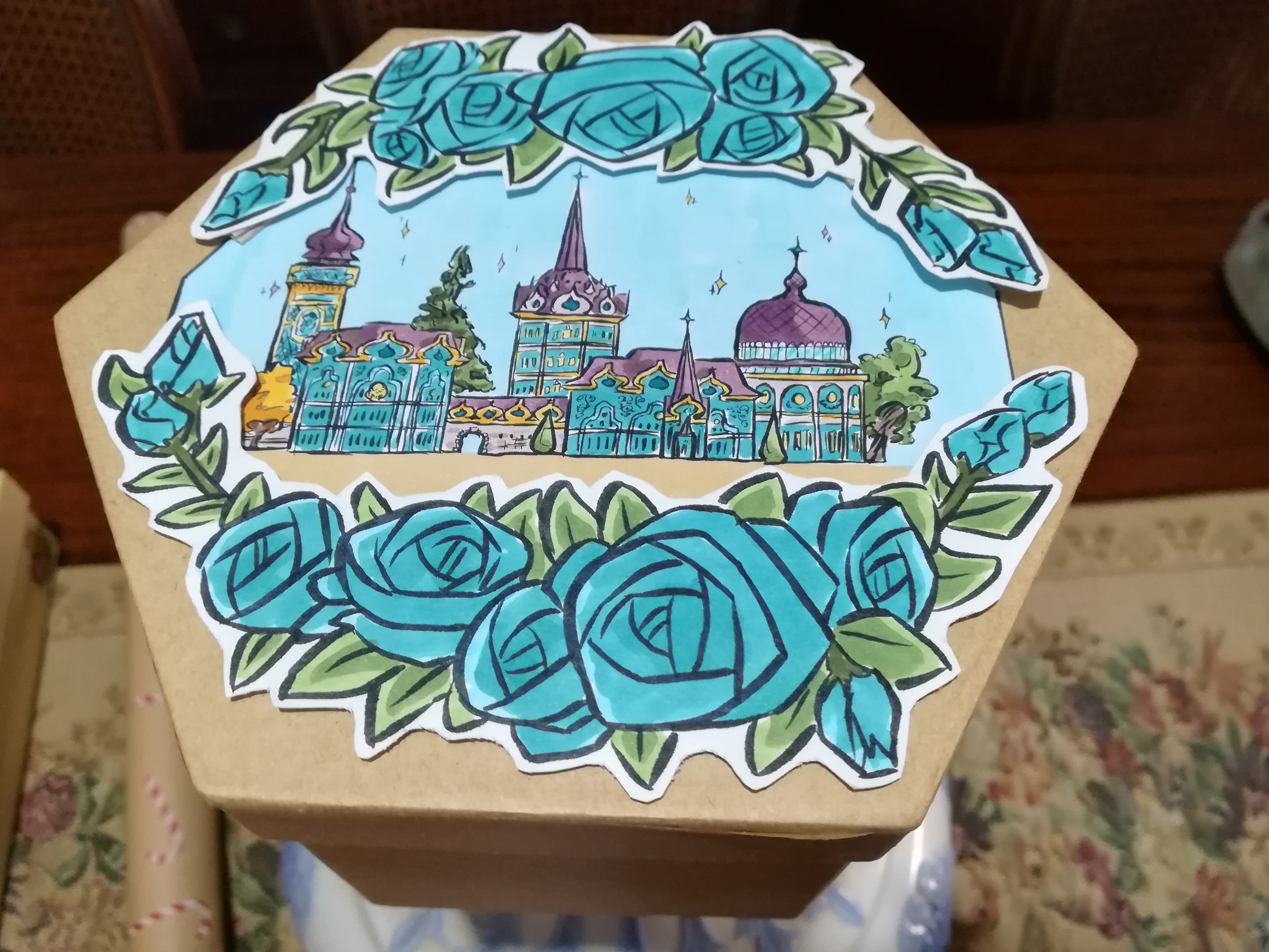 Wish House altered design on top of a box lid