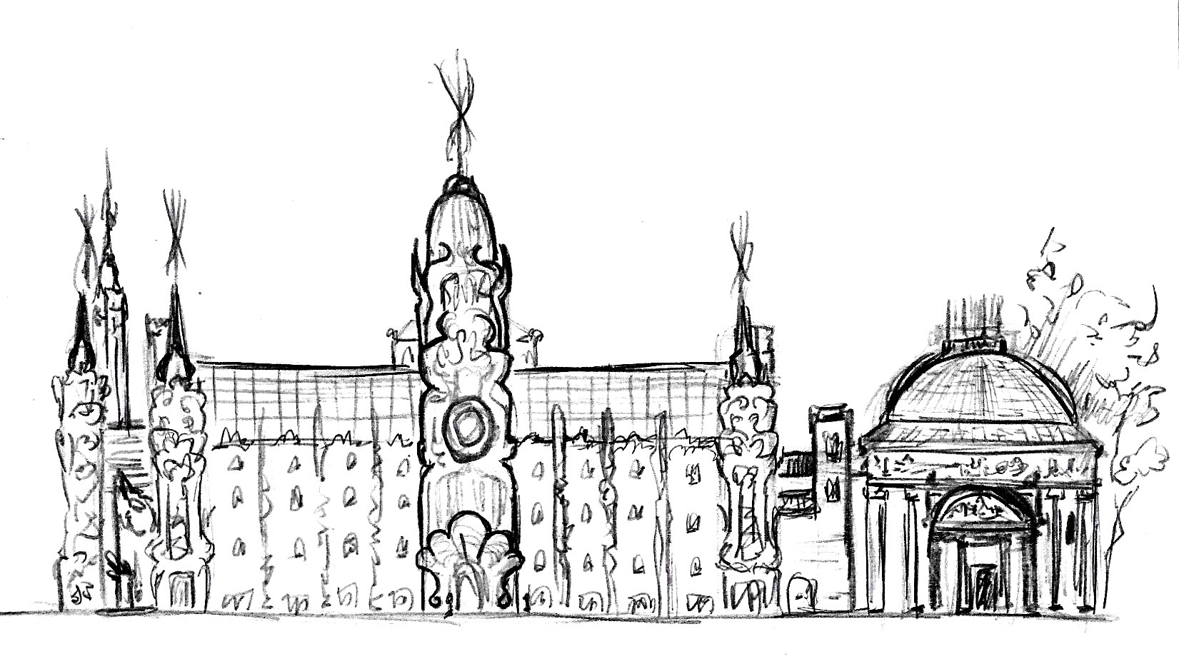 Sketch for the general look of the History and Culture museum of Fjumu.