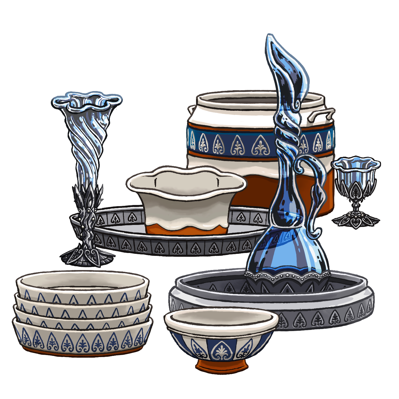 Glazed ceramic dinnerware from Eddumu, used during the Reunion of Isou