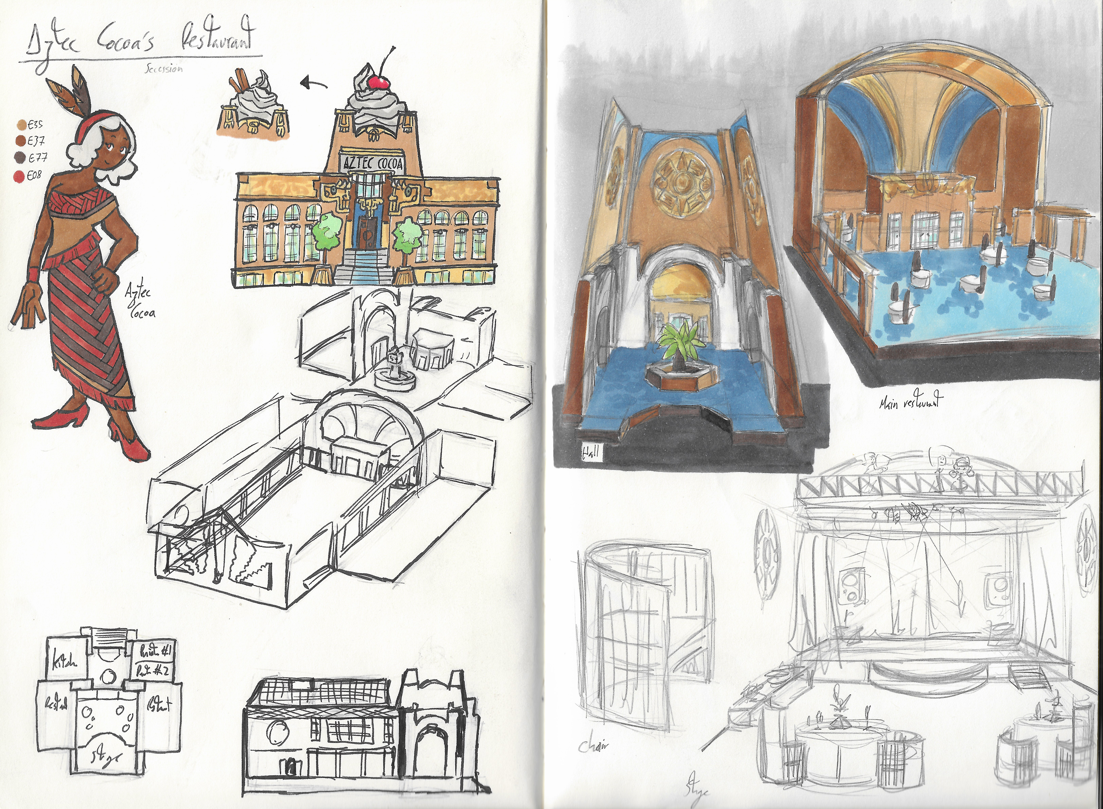 Aztec Cocoa's Restaurant concept art