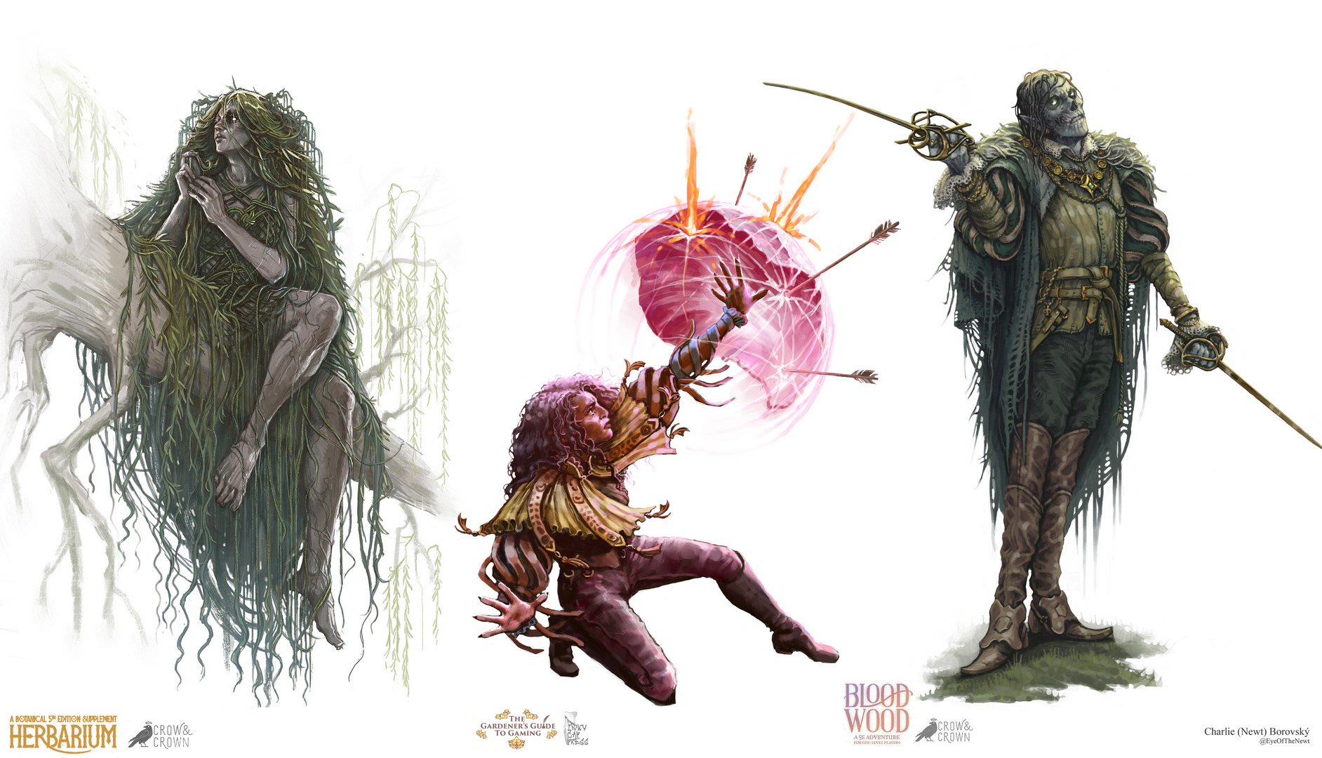 ©Crow & Crown 2023 (Herbarium), ©InkyCapPress (2024), ©Crow & Crown 2024 (Bloodwood)