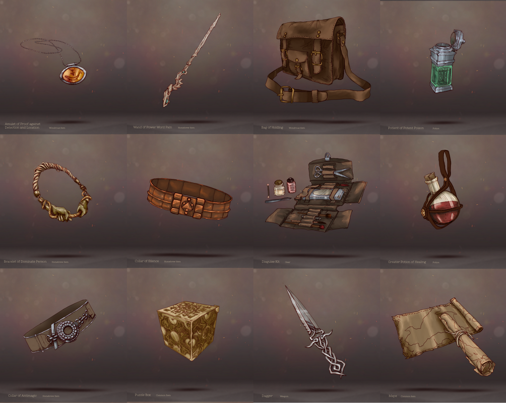 D&D inventory items (2019)
