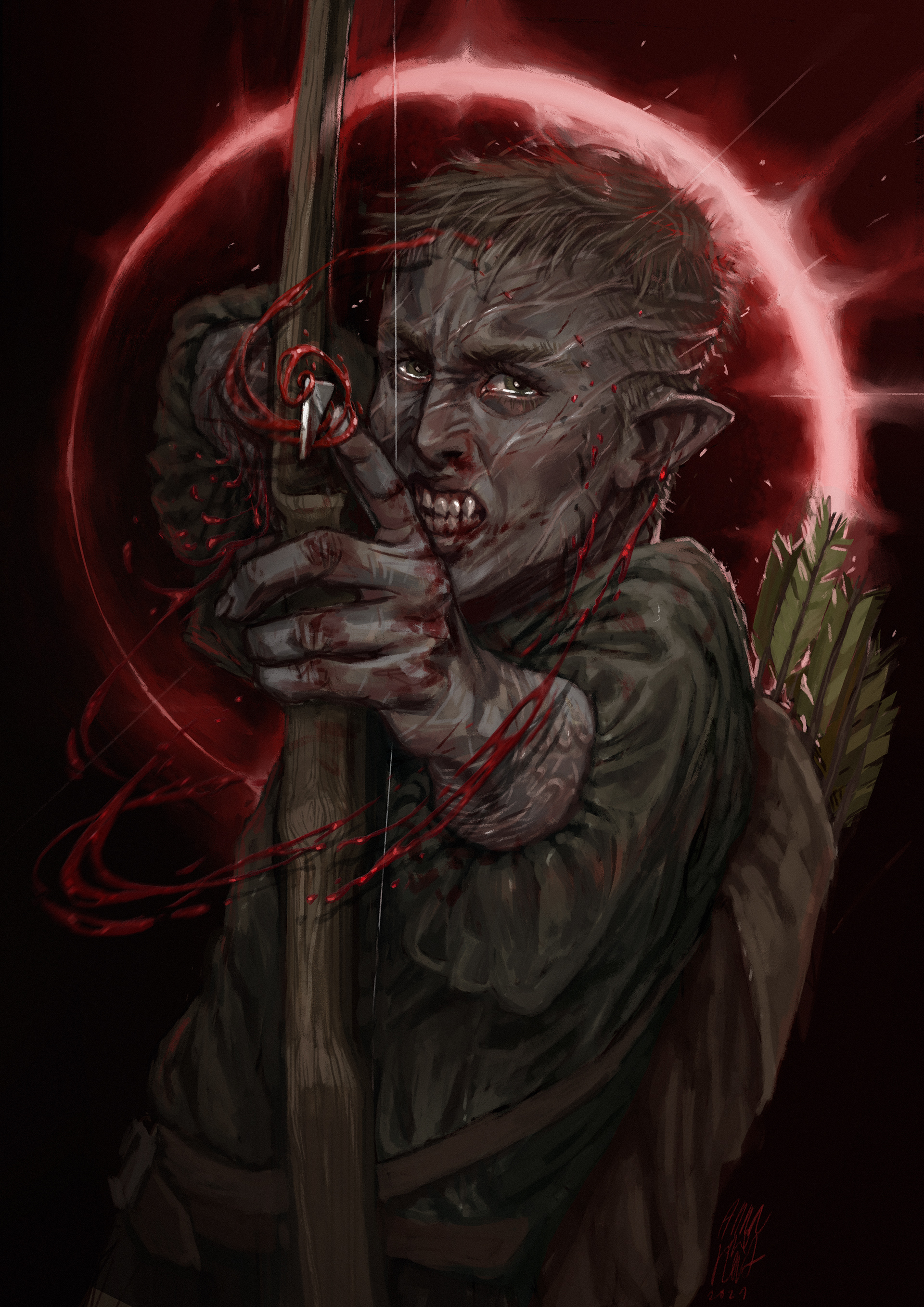 'Red Moon' (personal work, original character, 2020)