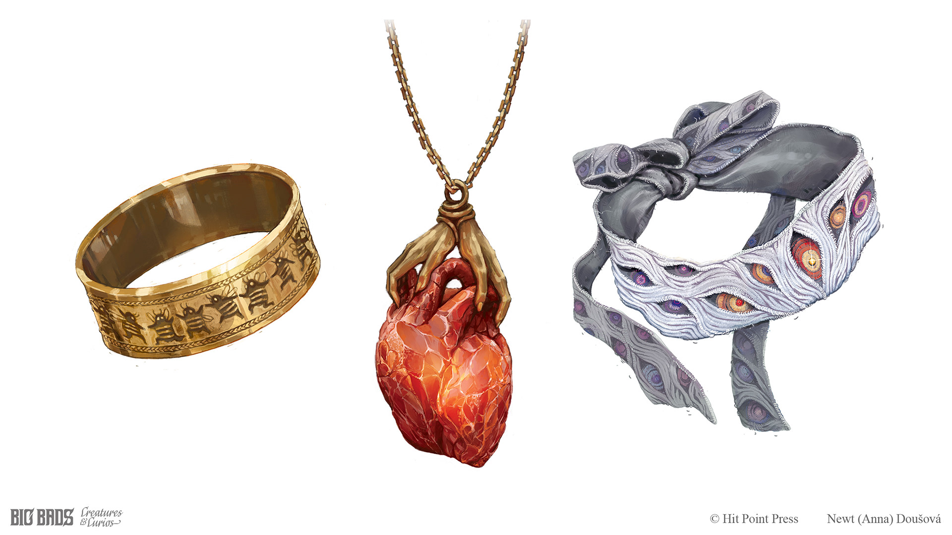 Ring of Bee Secrets, Bleeding Heart, Blindfold of Justice