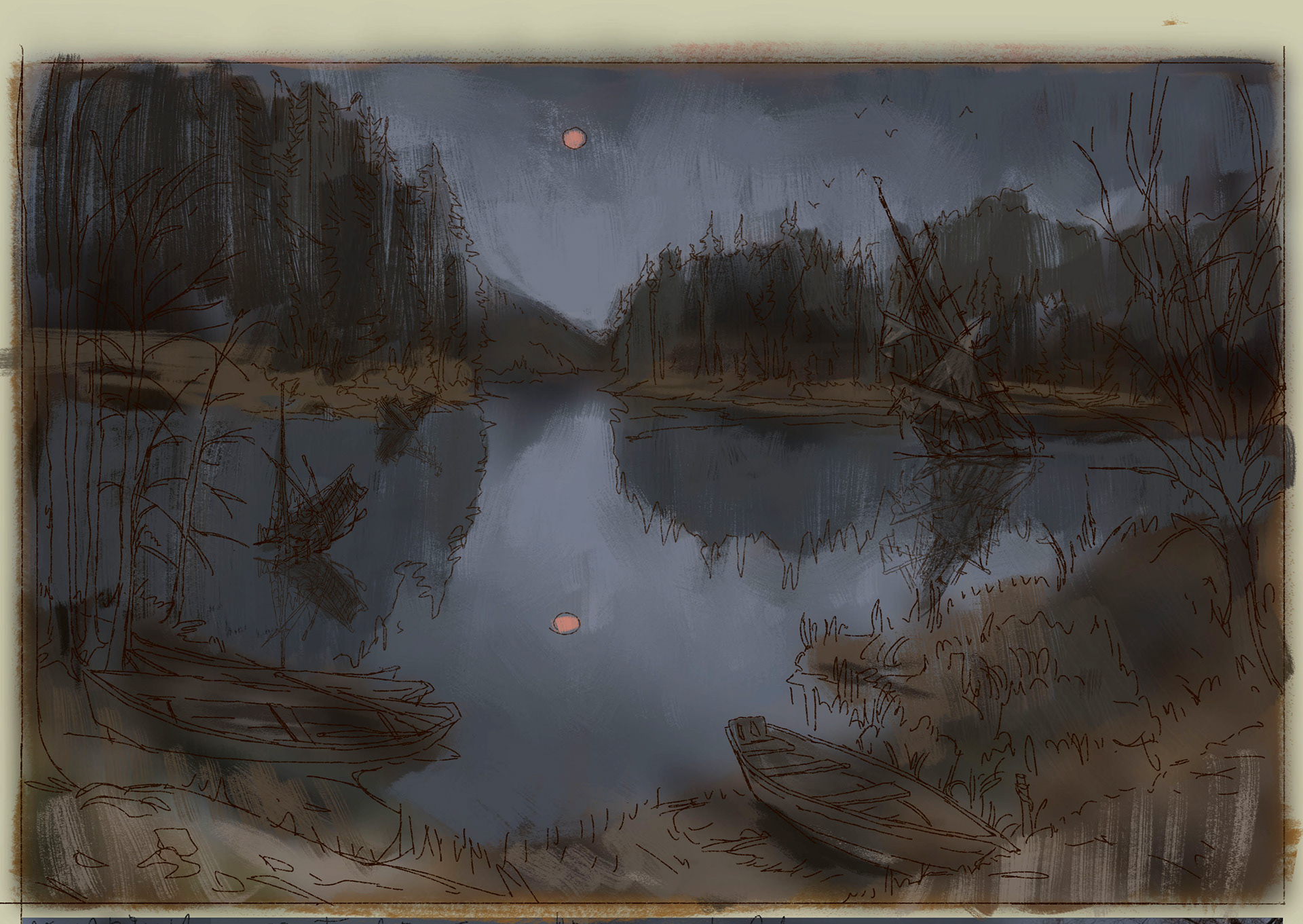 sketch pass #2 - AD requested composition from sketch A but colours from B