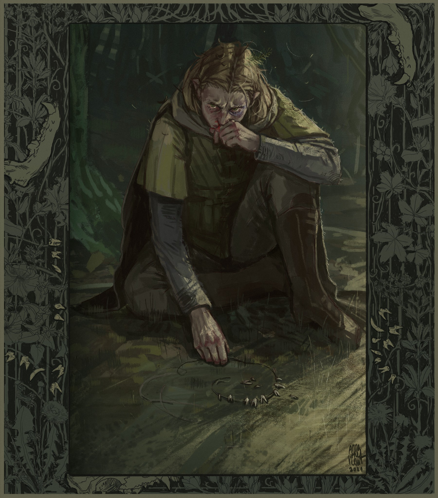 'Teeth on a String' (personal work, original character, 2021)