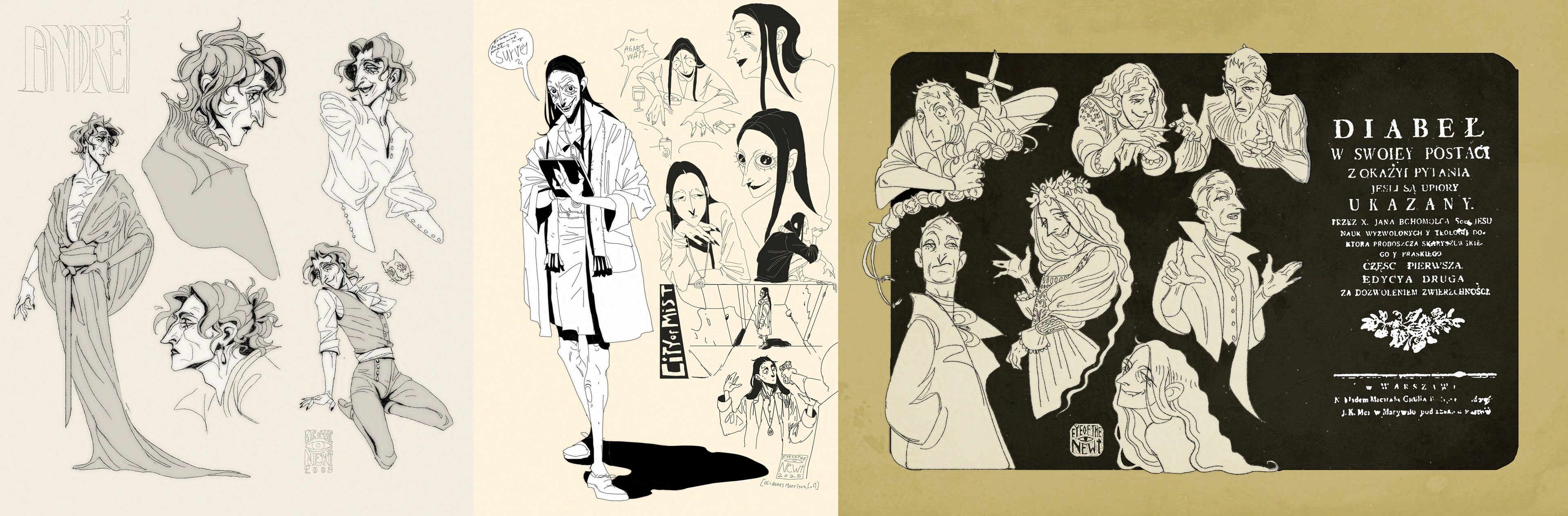 Personal Work 2025 (OCs: 1: Andrei Croft, 2: Agnes Morrison, 3: Lucretia & Jan Bohomolec)