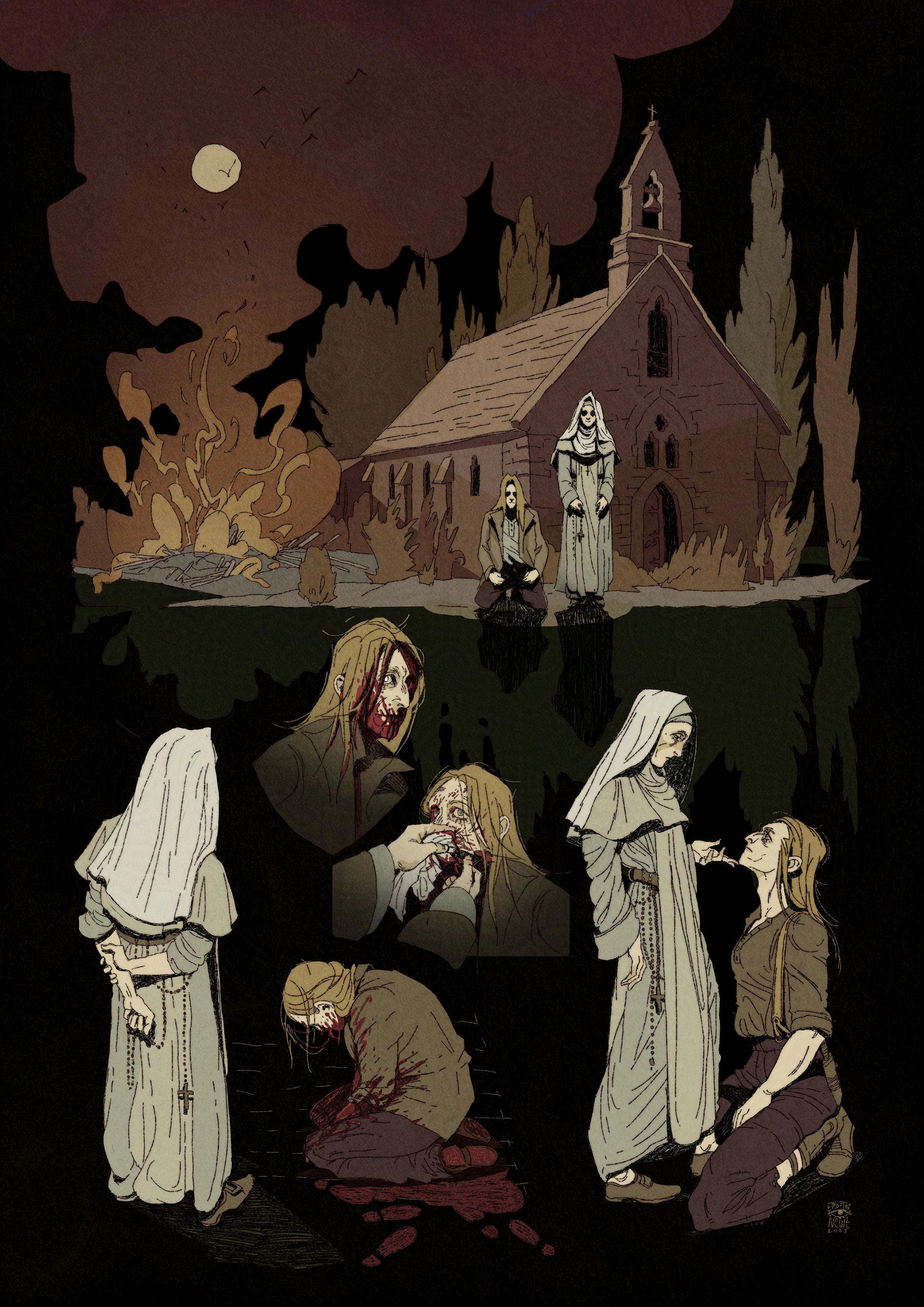 Personal Work (OC: Nikola Graves x Sister Catherine @mossborn) 2025