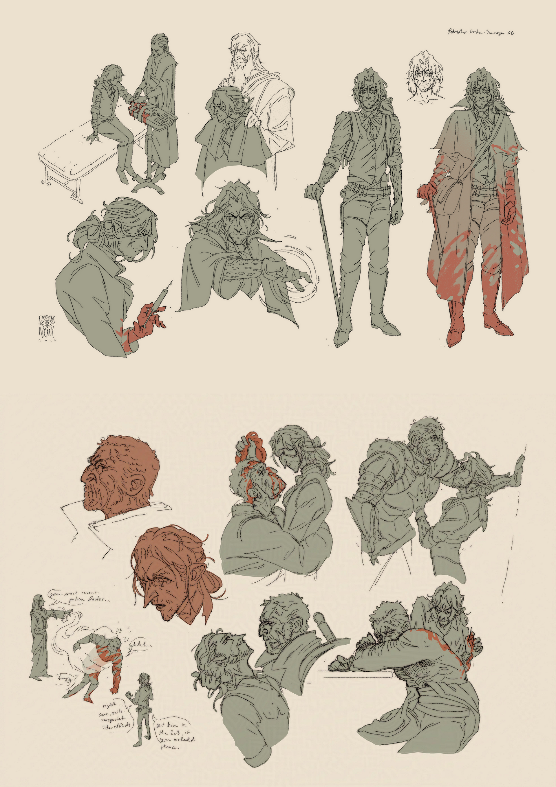 Personal Work (OC: Dr. Petrichor Artz x Grigor @mel-a-tonin) 2026