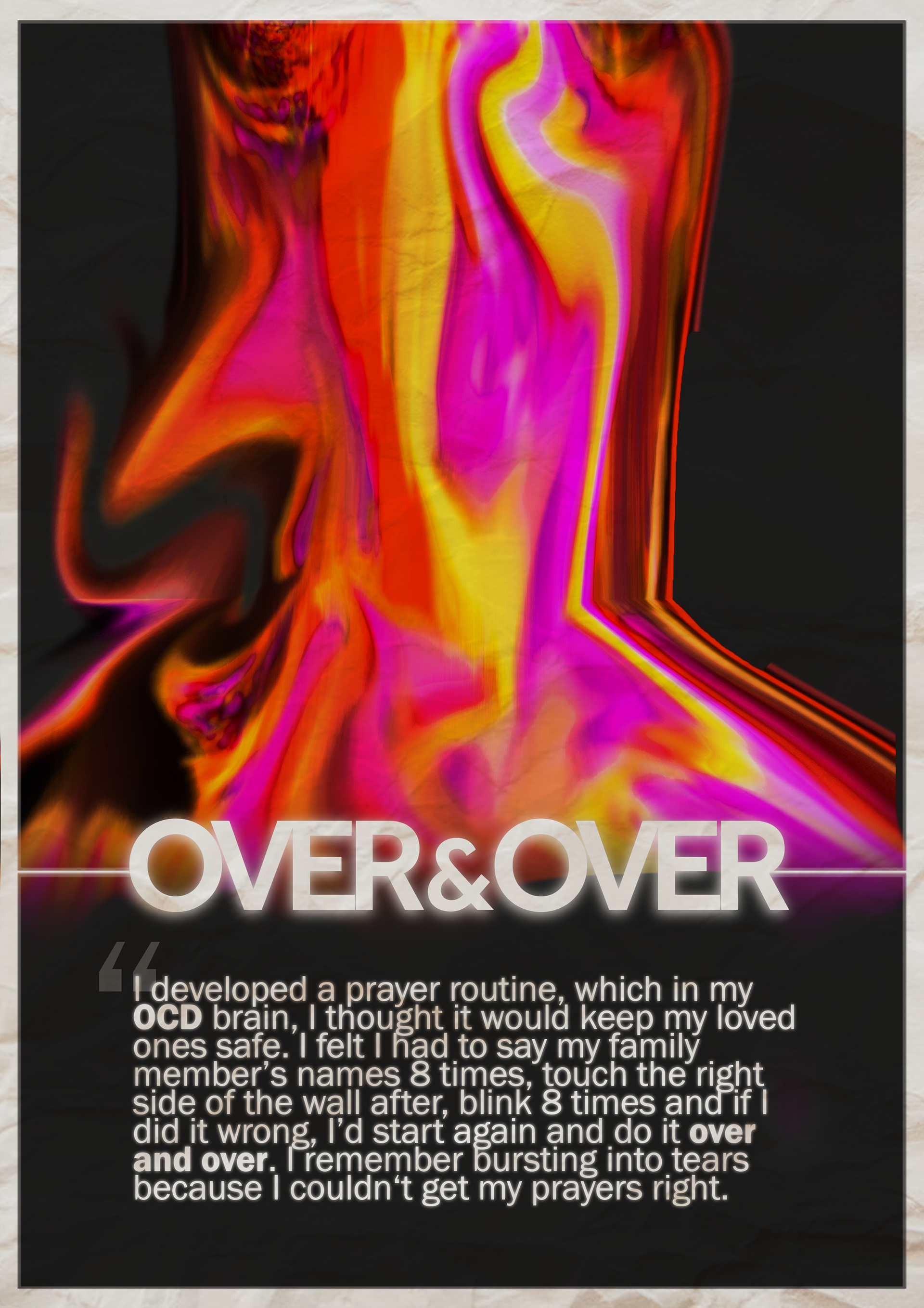 A smudged and blurred abstract yellow, red and pink pattern.