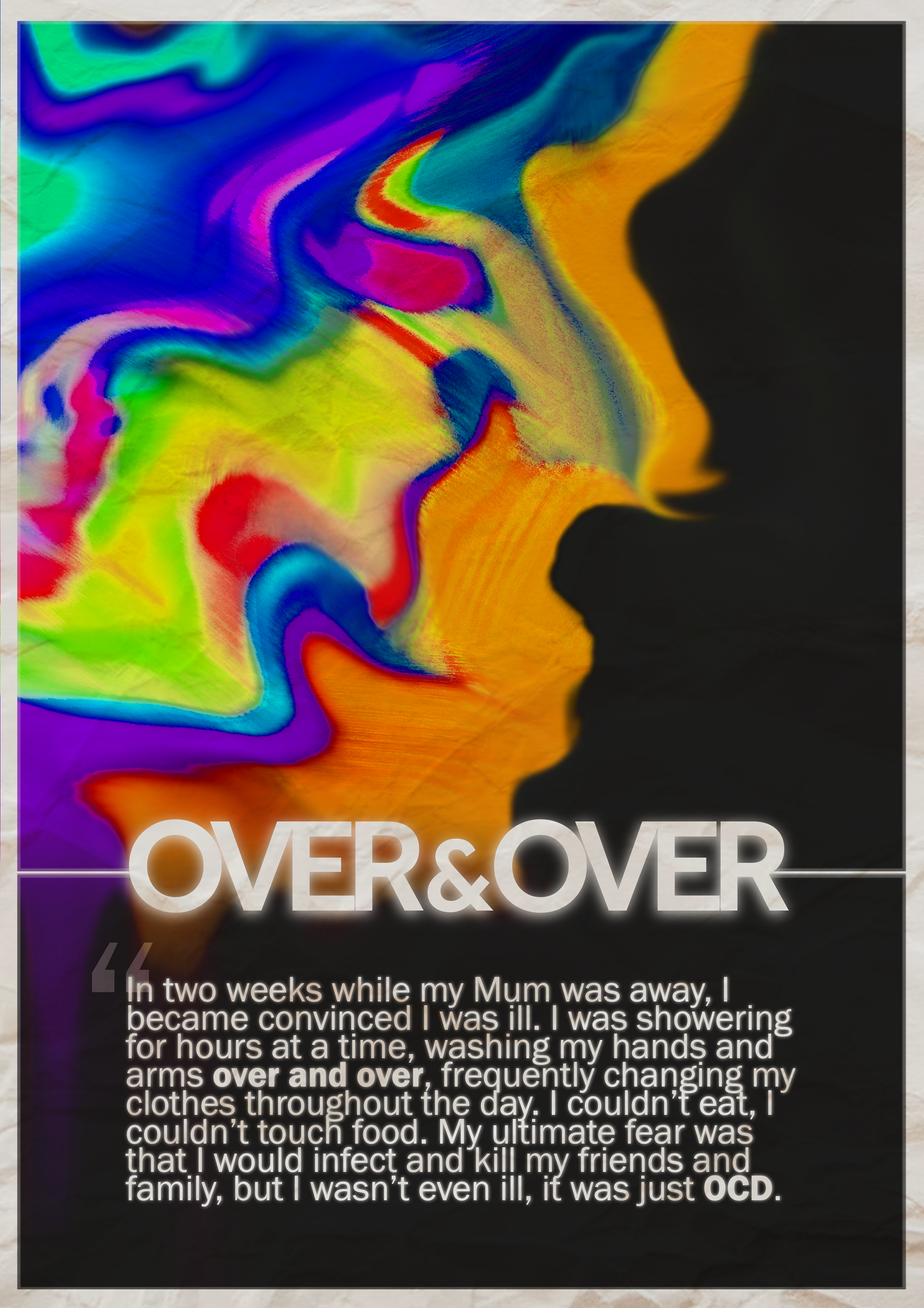 Layered vibrant colours smudged to form the side profile of a face.