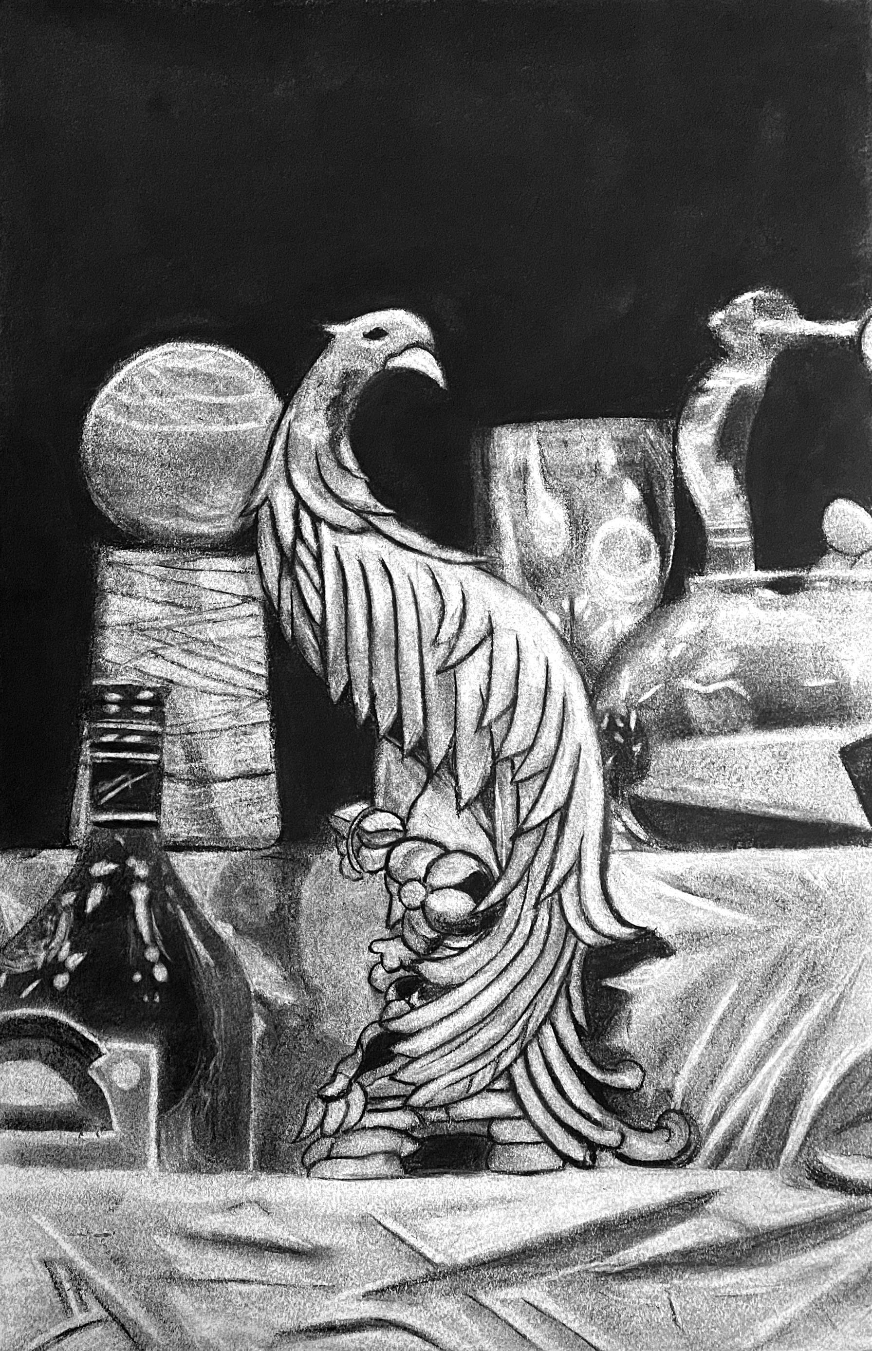 Phoenix - Charcoal Illustration - Black Out