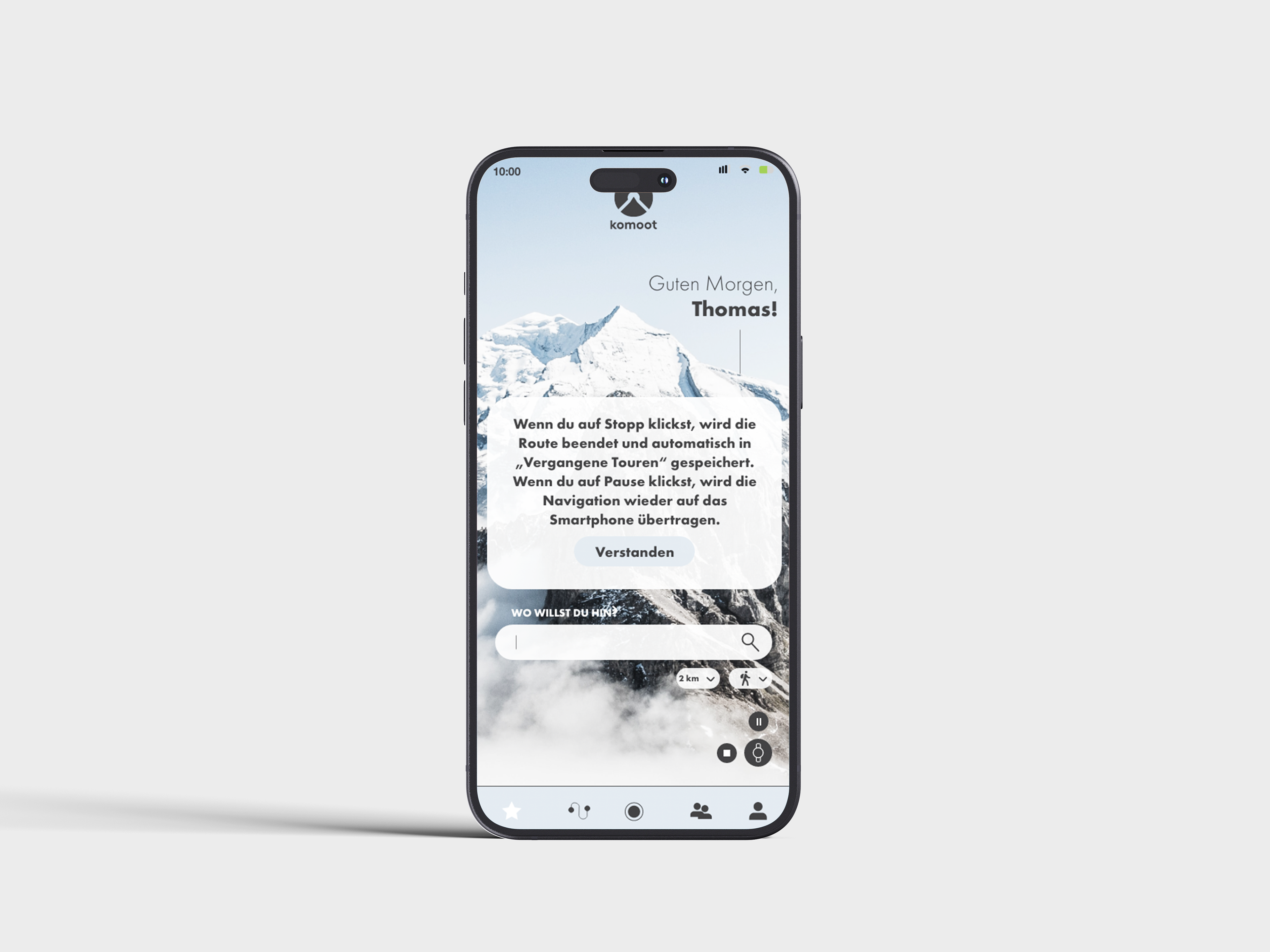 Komoot Redesign Handsfree Hinweis