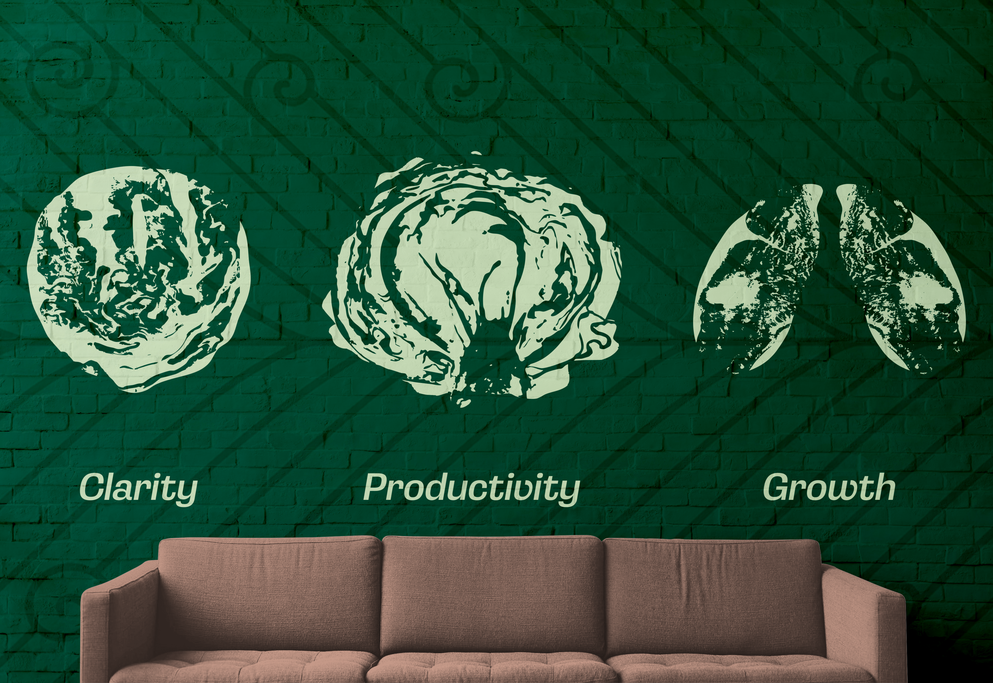 Internal facing art to remind users the values of The Living Room