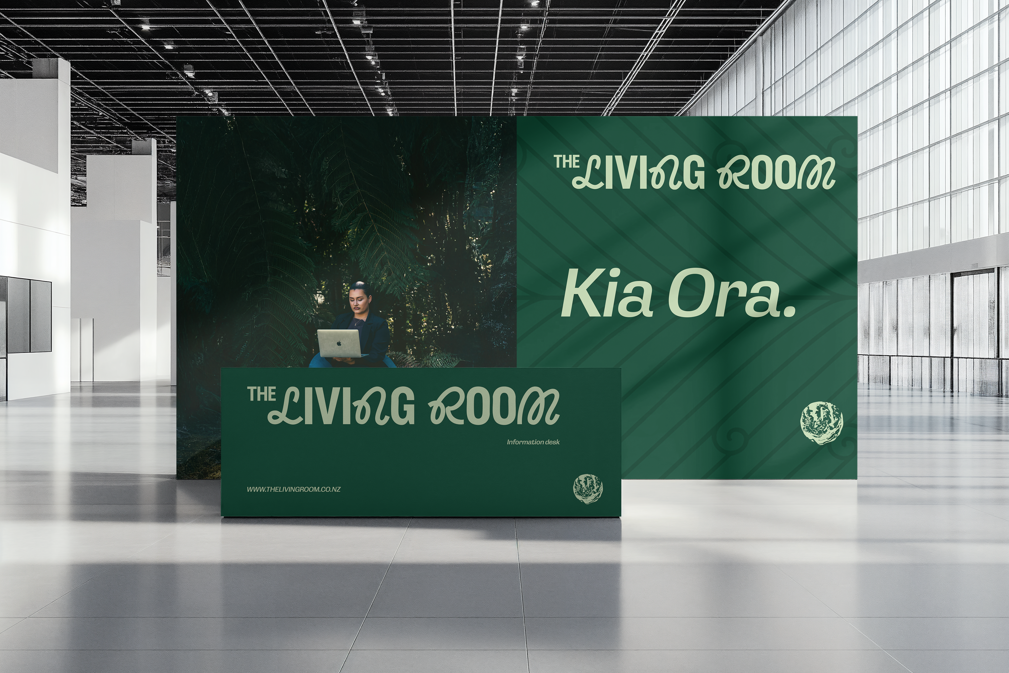 A conceptual Reception desk for The Living Room.