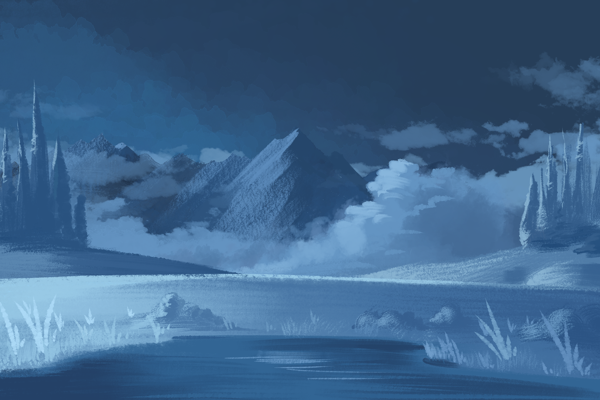 Beautiful hand drawn landscapes of Aotearoa used in both the Kupu explainer vid and as collateral elements.