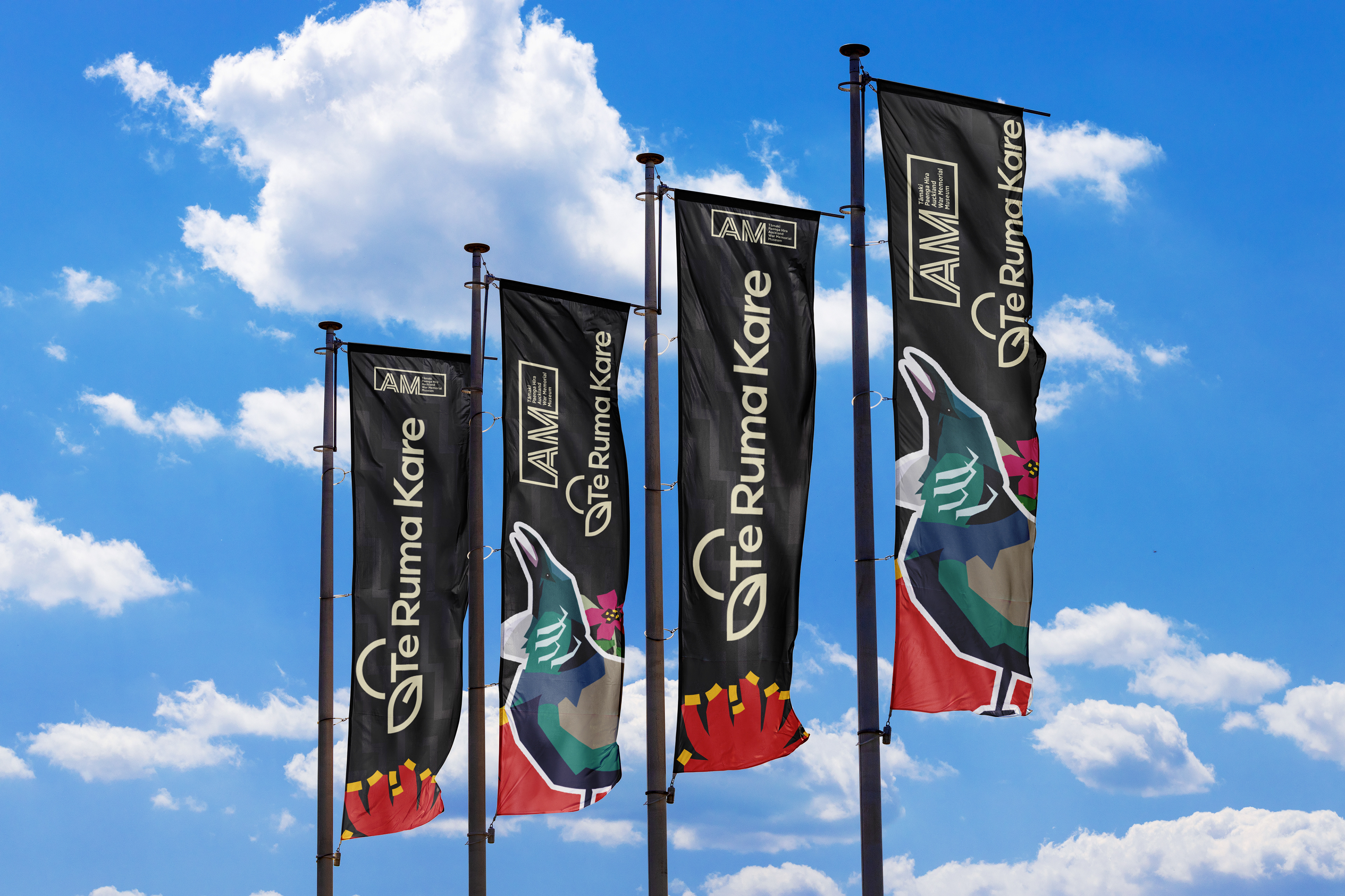 Flags displayed throughout Auckland CBD