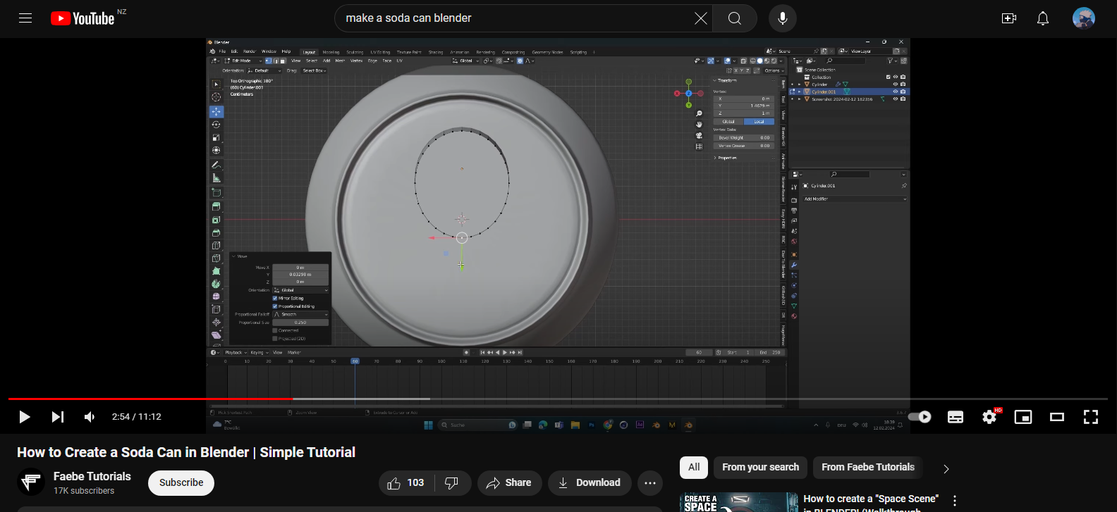 Using YouTube tutorials to learn Blender Software
