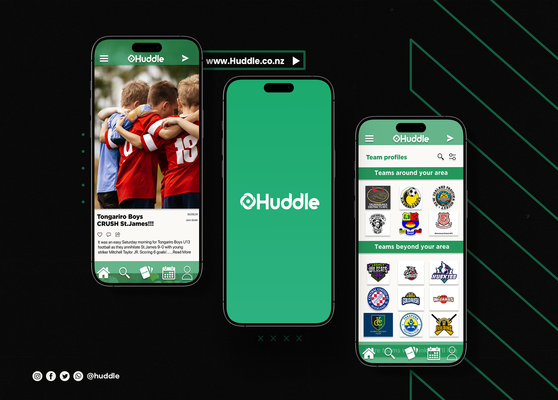 Different Pages of HUDDLE