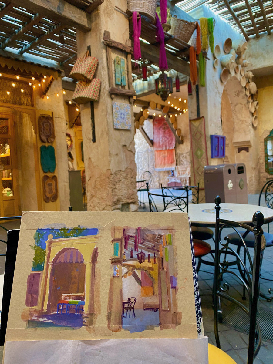 Gouache - Morocco and Italy