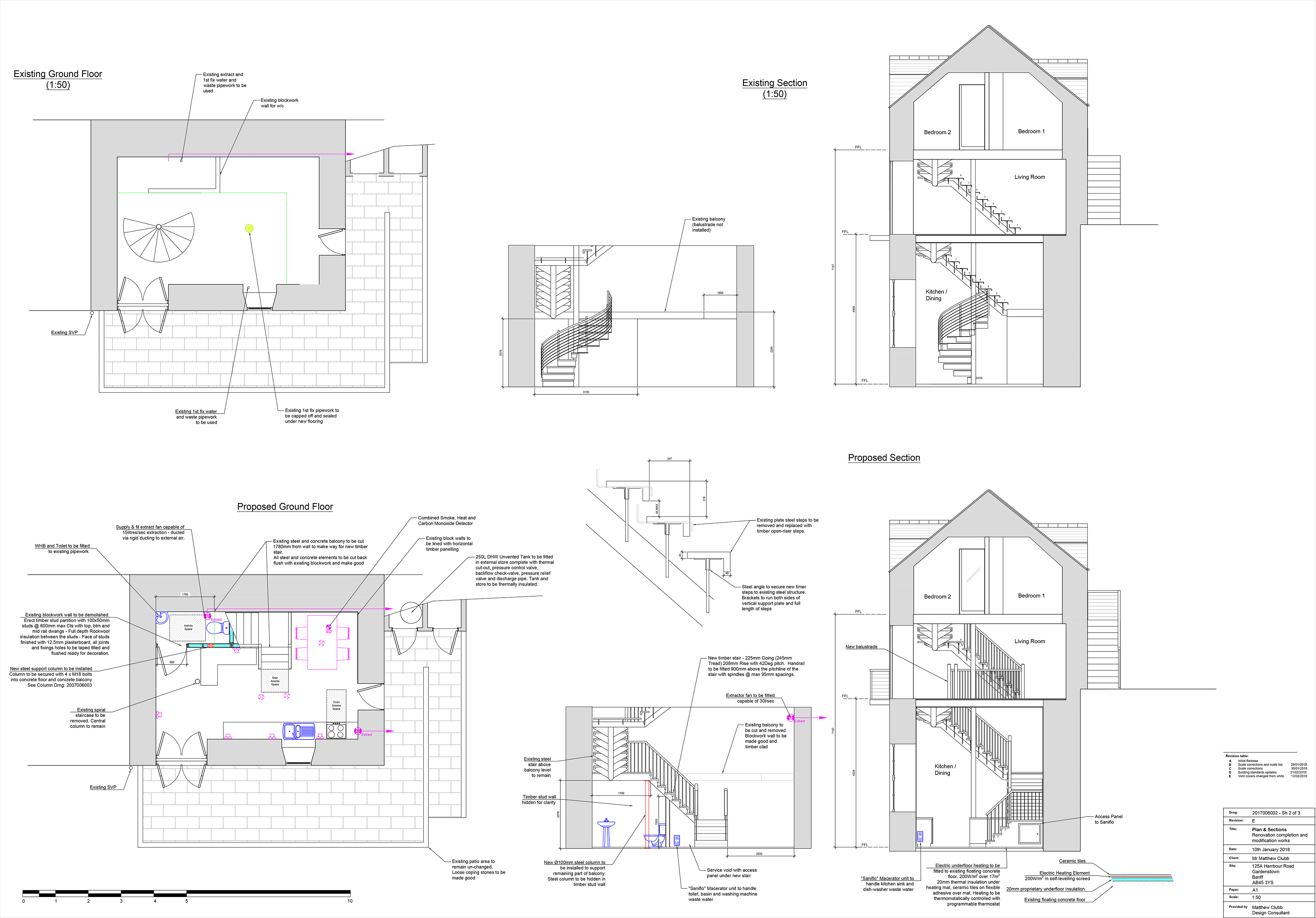 Section and ground floor plan