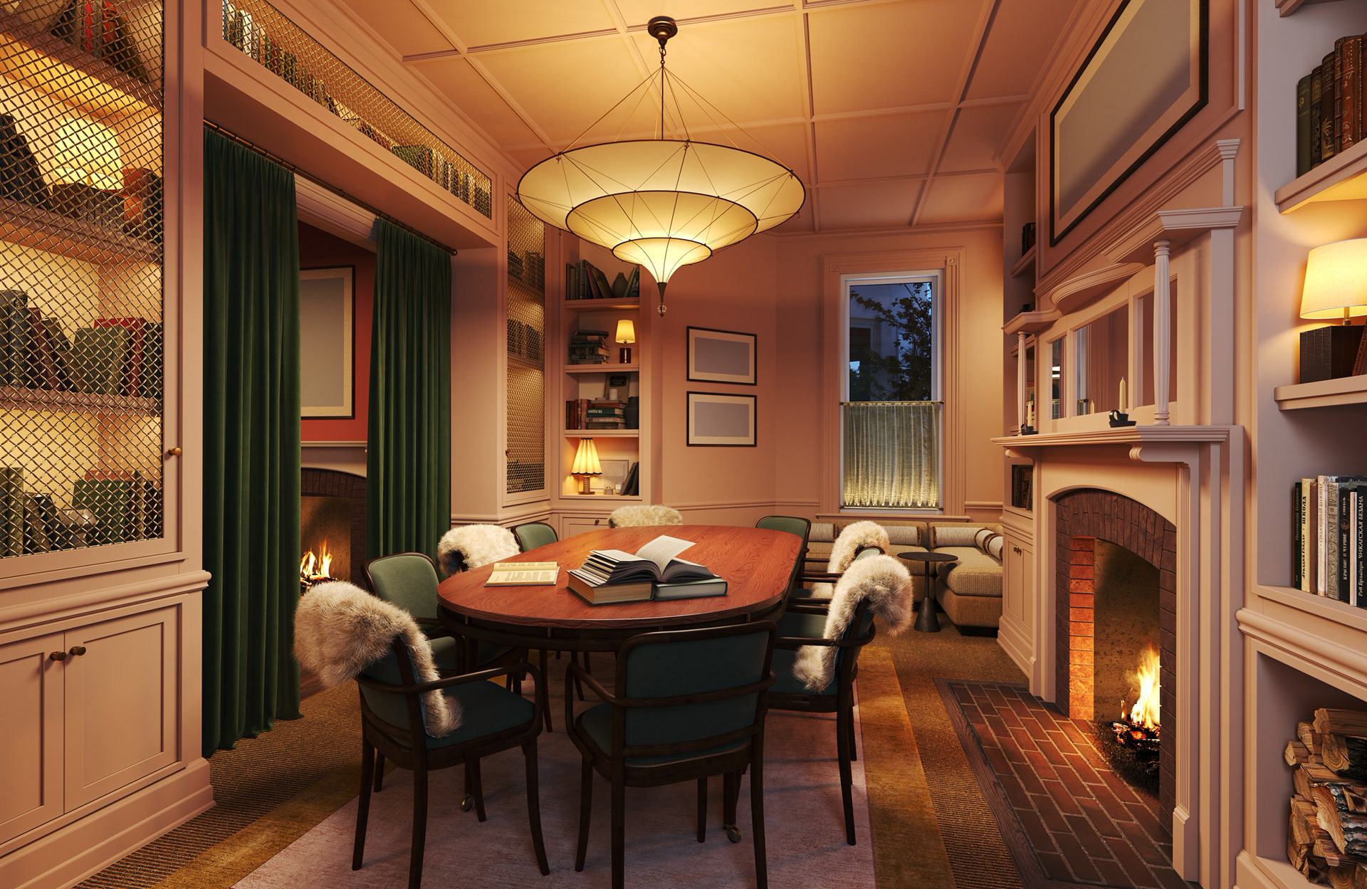 Belden House and Mews Private Dining Library rendered by The Craft