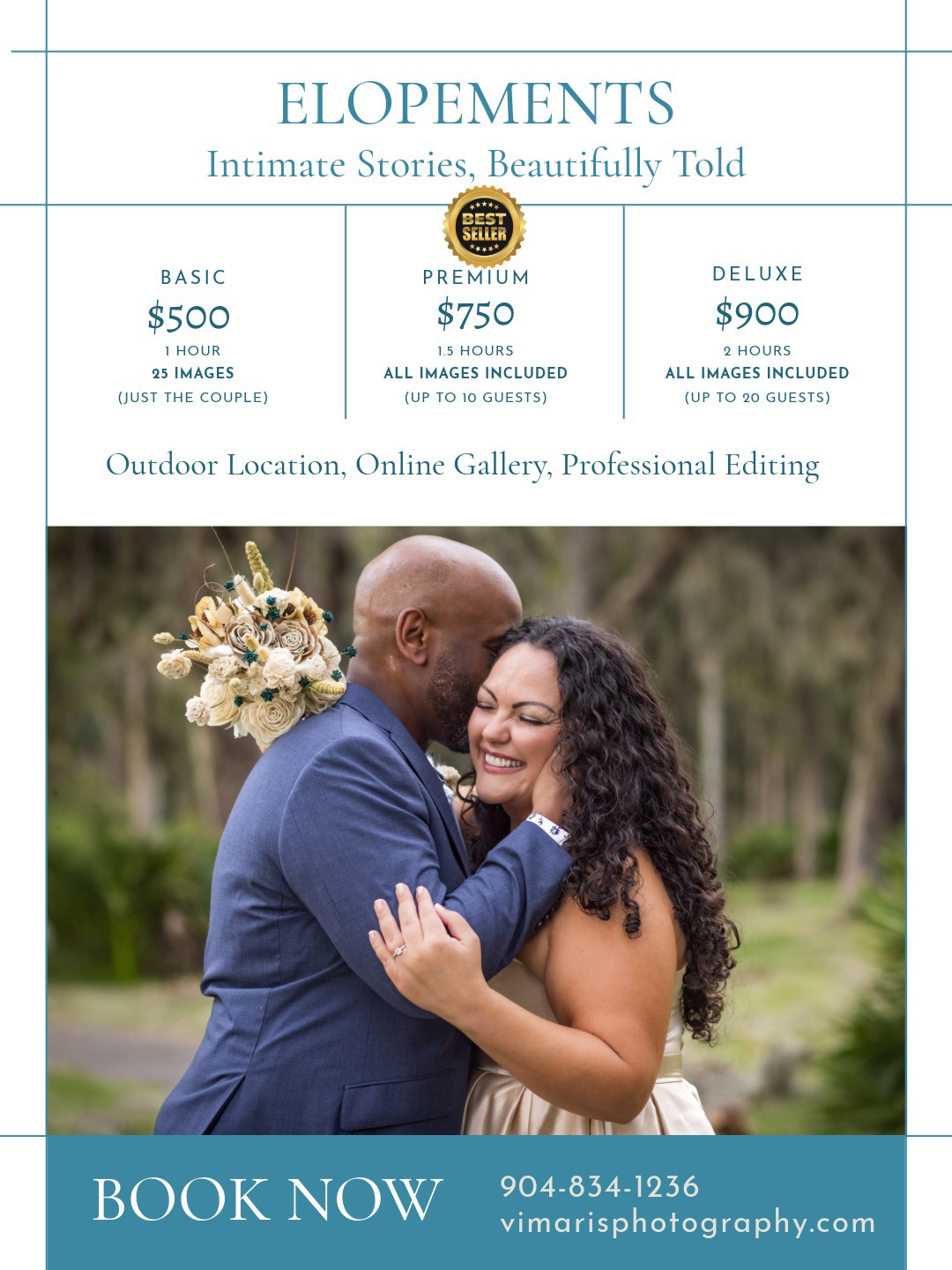 Elopement photographer pricing guide for couples in Ponte Vedra Beach and Jacksonville
