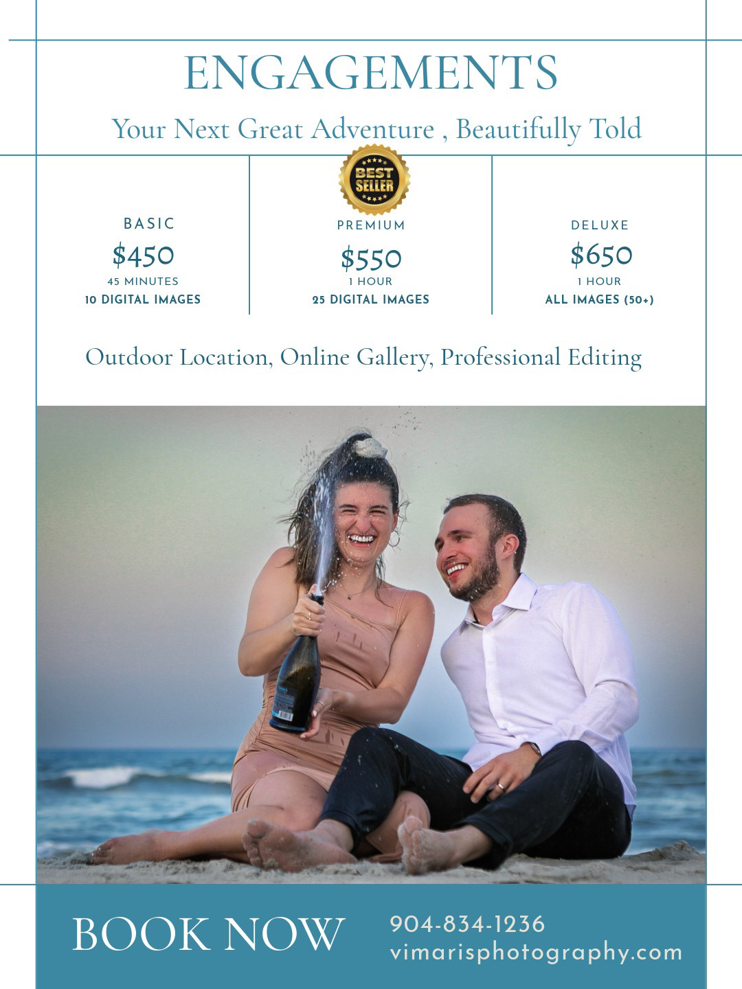 Engagement photographer pricing guide for couples in Ponte Vedra Beach and Jacksonville