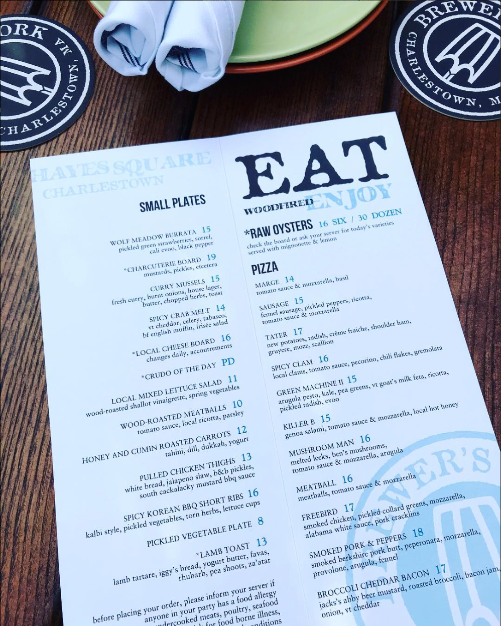Menu and coasters