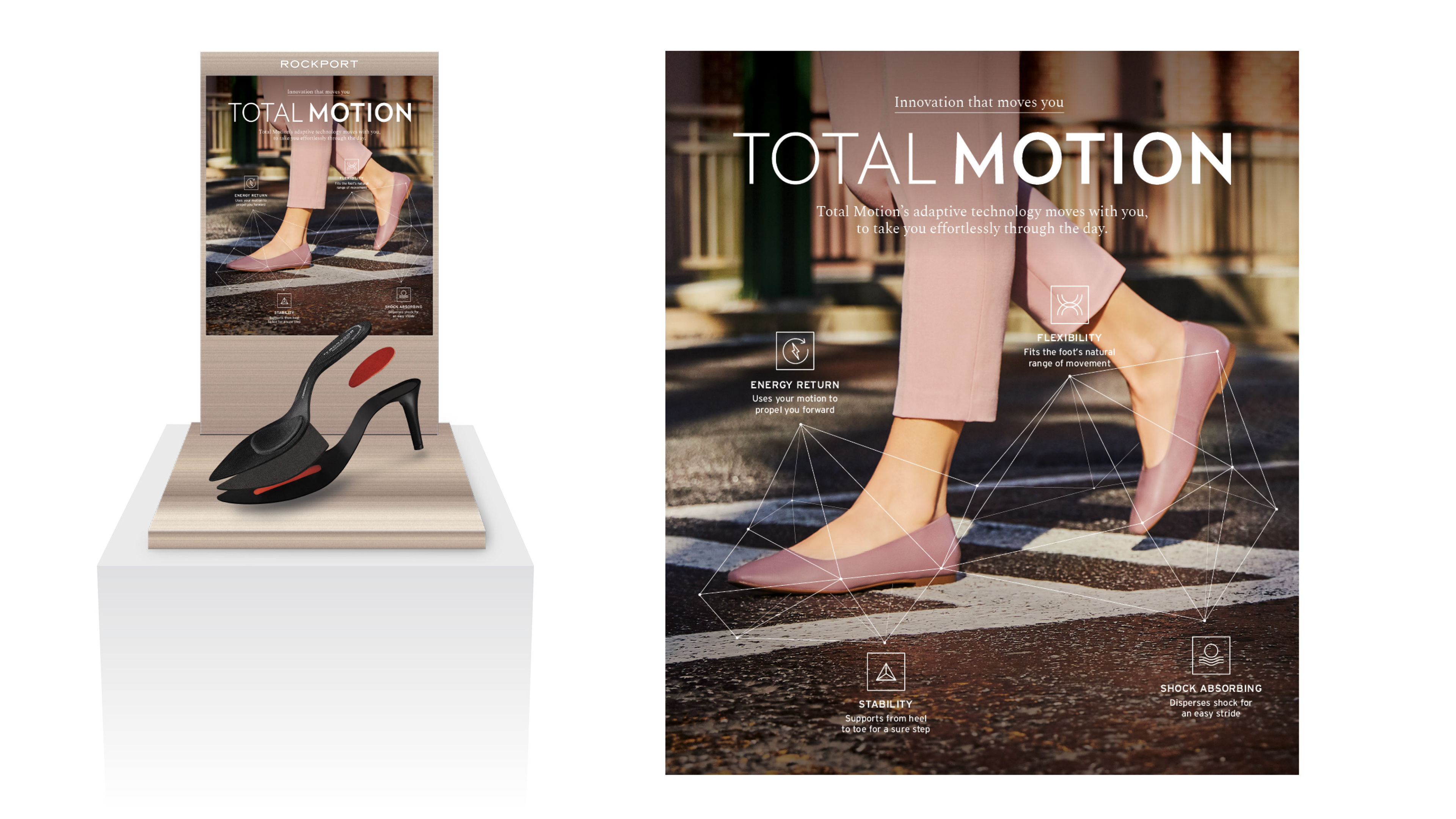 Women's Total Motion 3D tech display and graphic