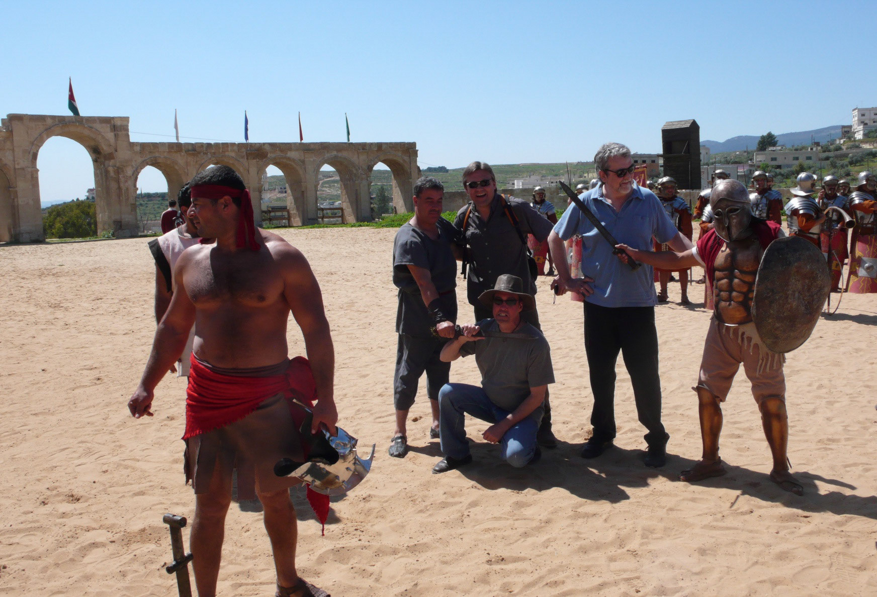 with cast at Jerash Stunt Show