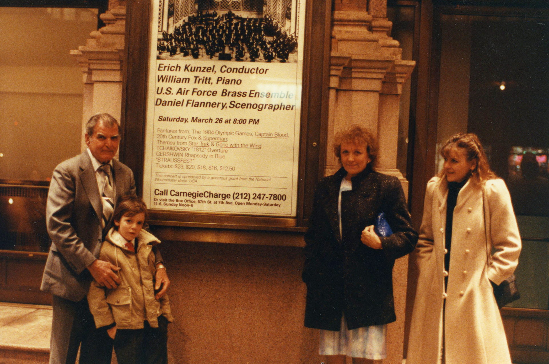 Devin (son), Doreen (sister) and parents at his Carnegie Hall debut
