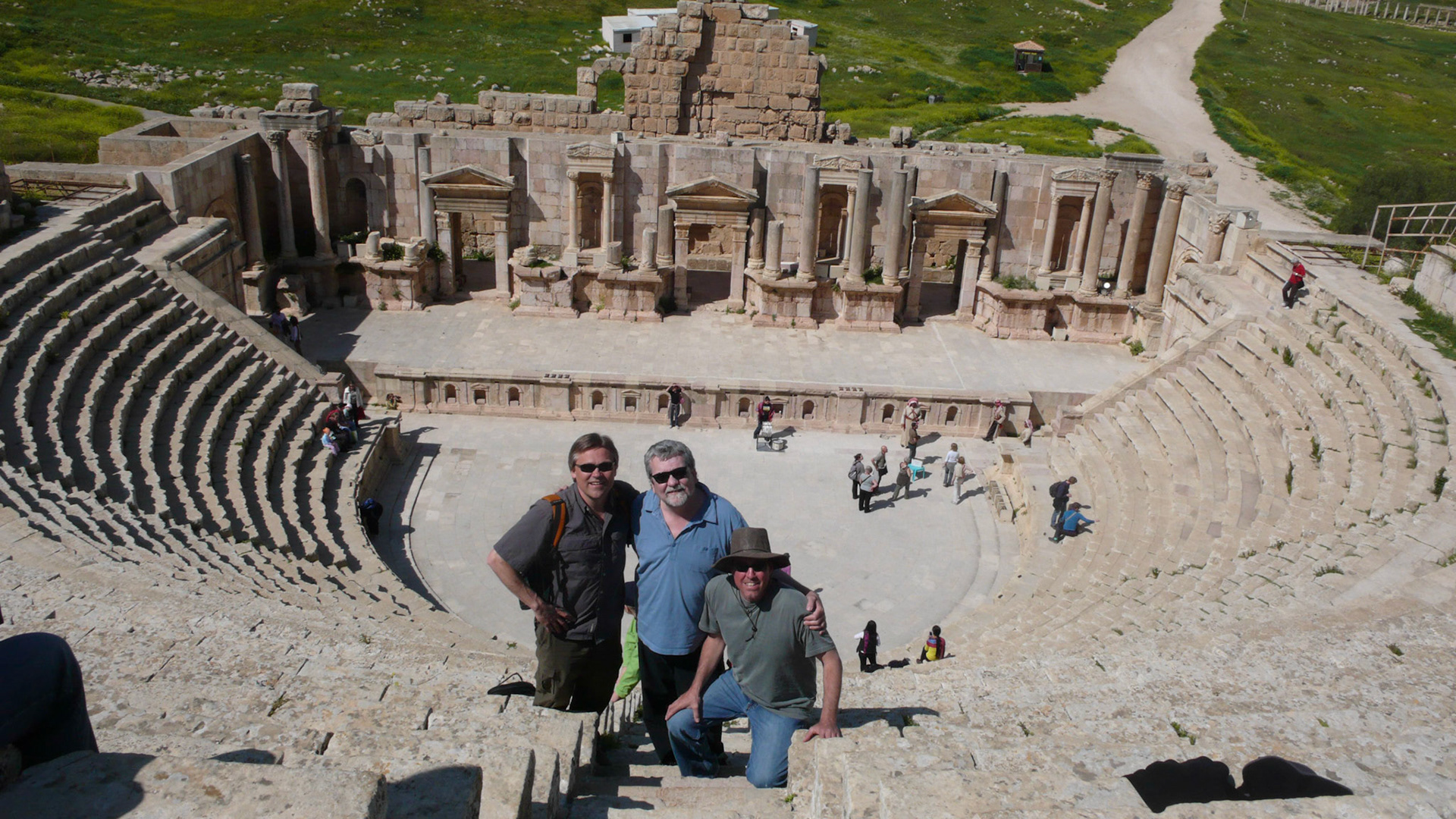 with R Feuer and J Matthews in Jerash, Jordan