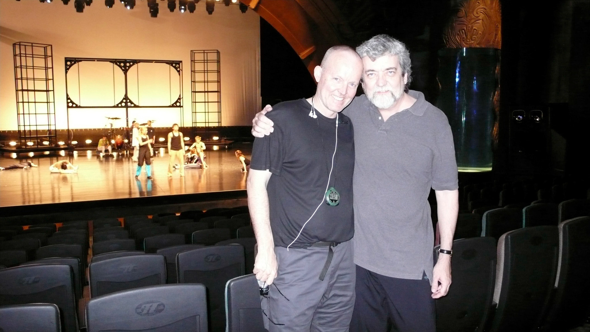 on set of 'E' Show with Charles Moulton (Choreographer)