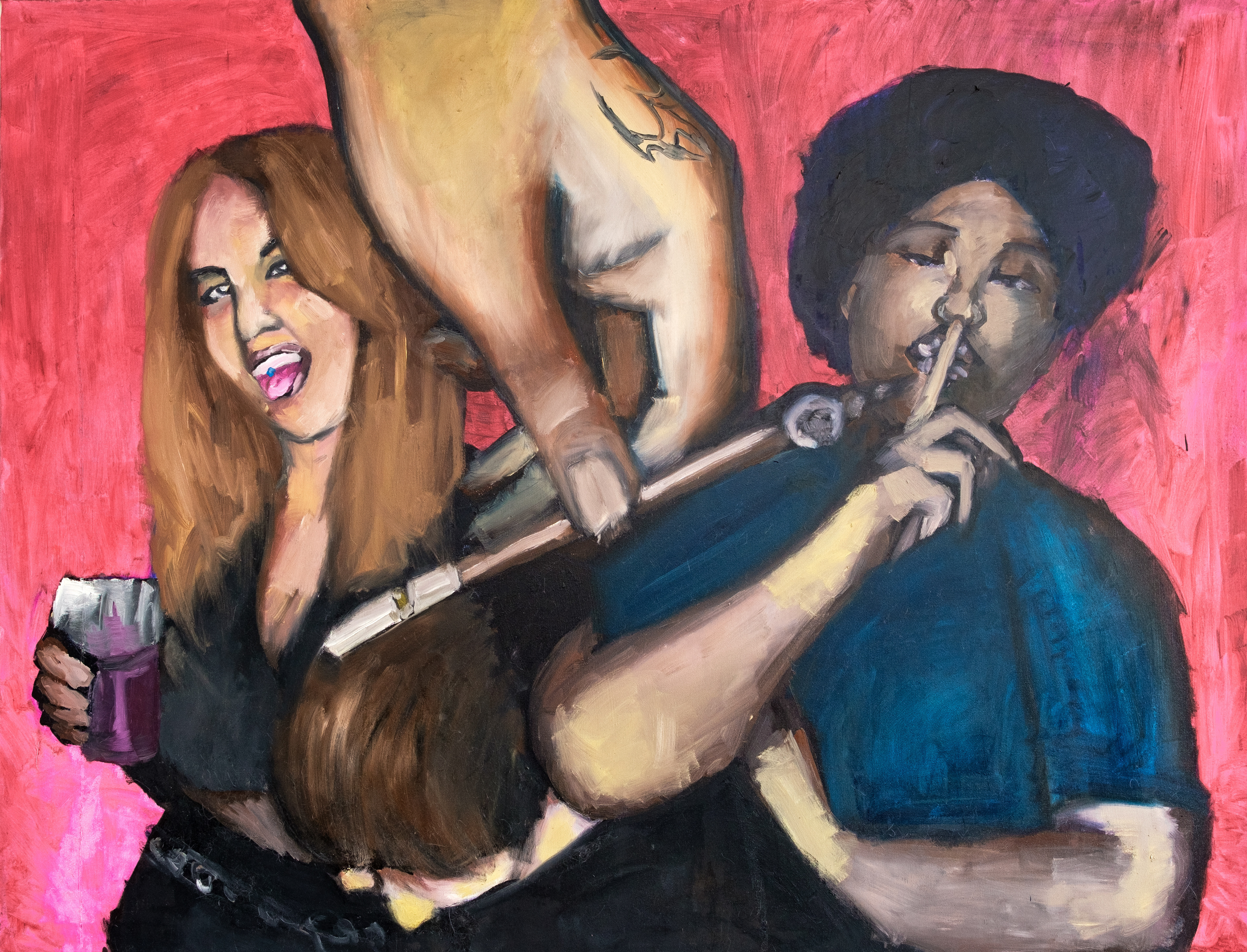 Shh...It's The Dokha Hitting, oil paint on canvas, 200 cm x 150 cm, 2025.