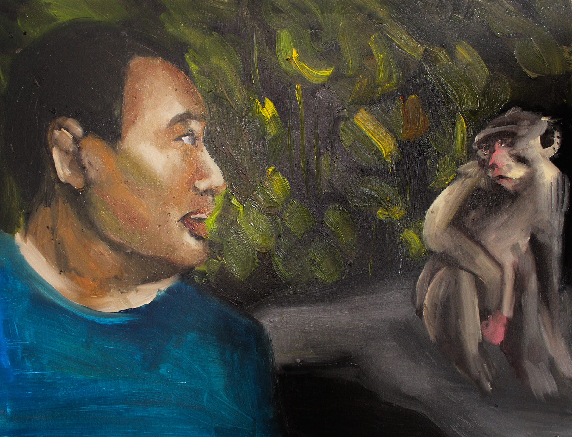 Discourse Between Man And Monkey, oil paint on canvas, 90 cm x 70 cm, 2026.