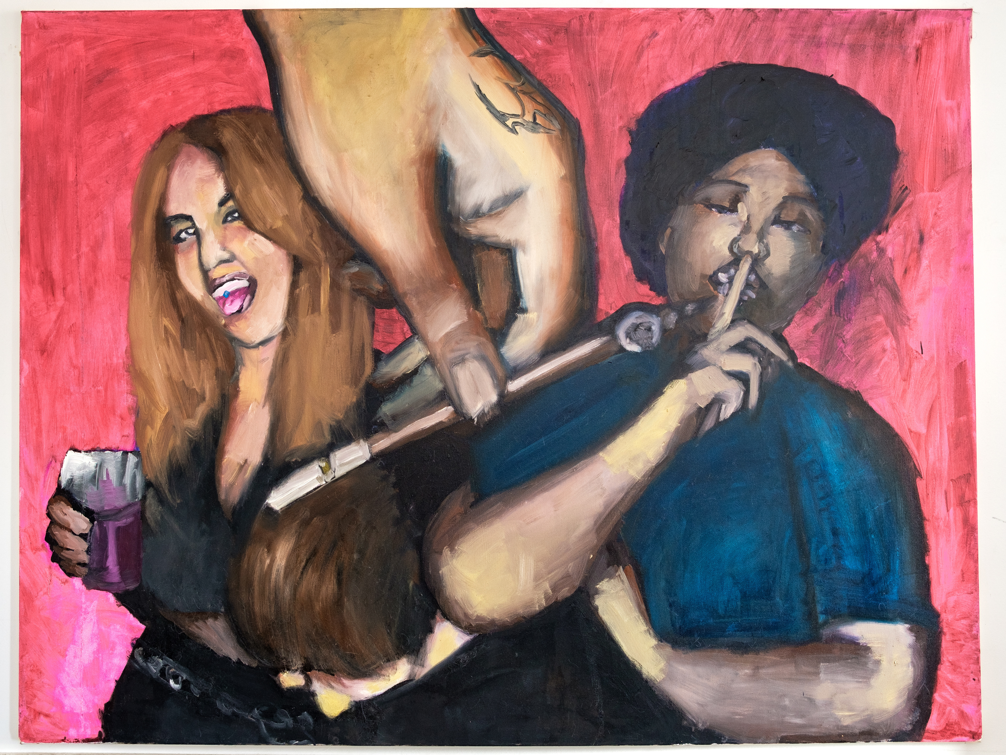 Shh...It's The Dokha Hitting, oil paint on canvas, 200 cm x 150 cm, 2025.